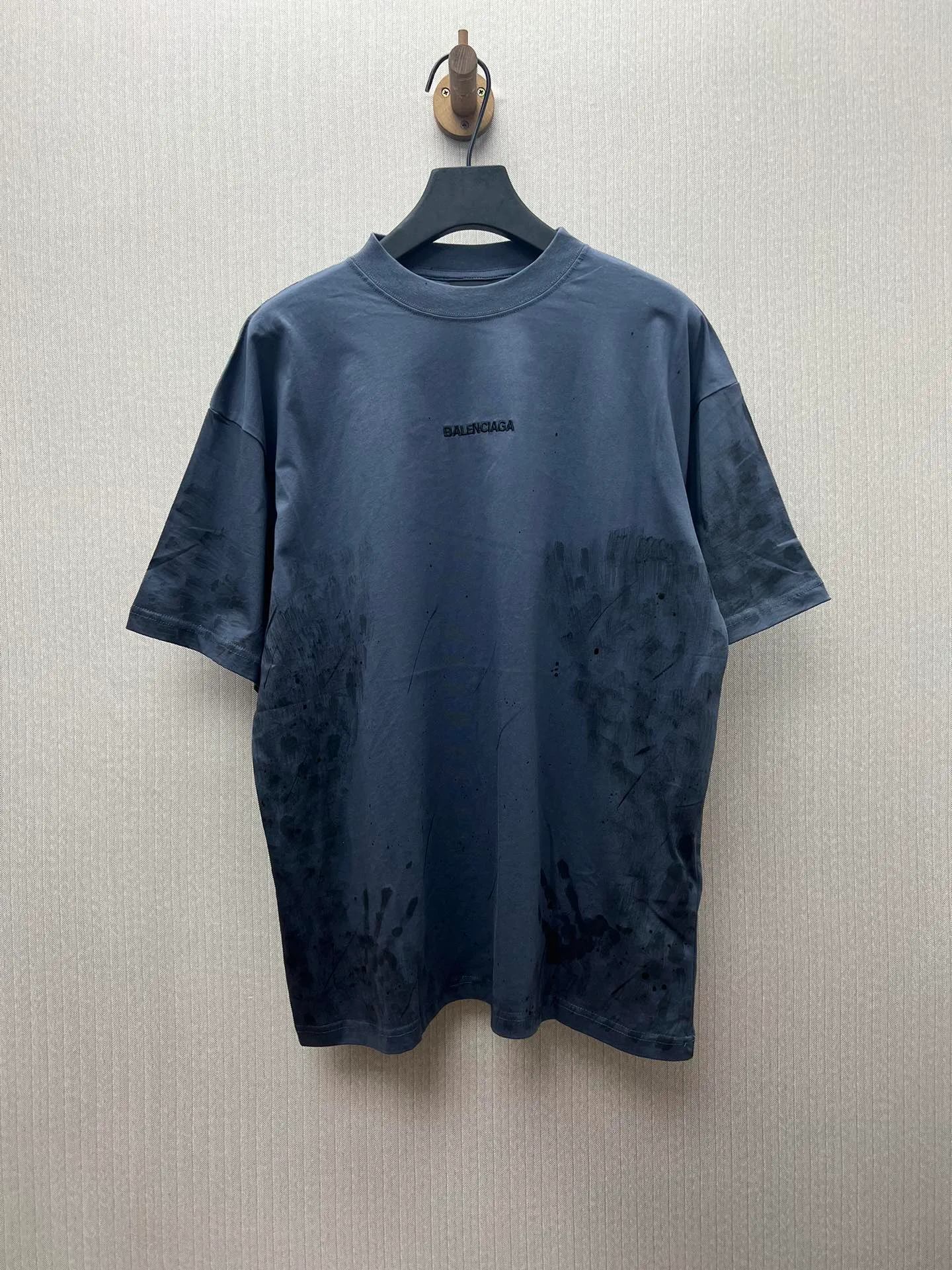 🅿️320 Paris 25ss new faded effect printed embroidered cotton round neck short-sleeved T-shirt medium version men's size: XS.S.M.