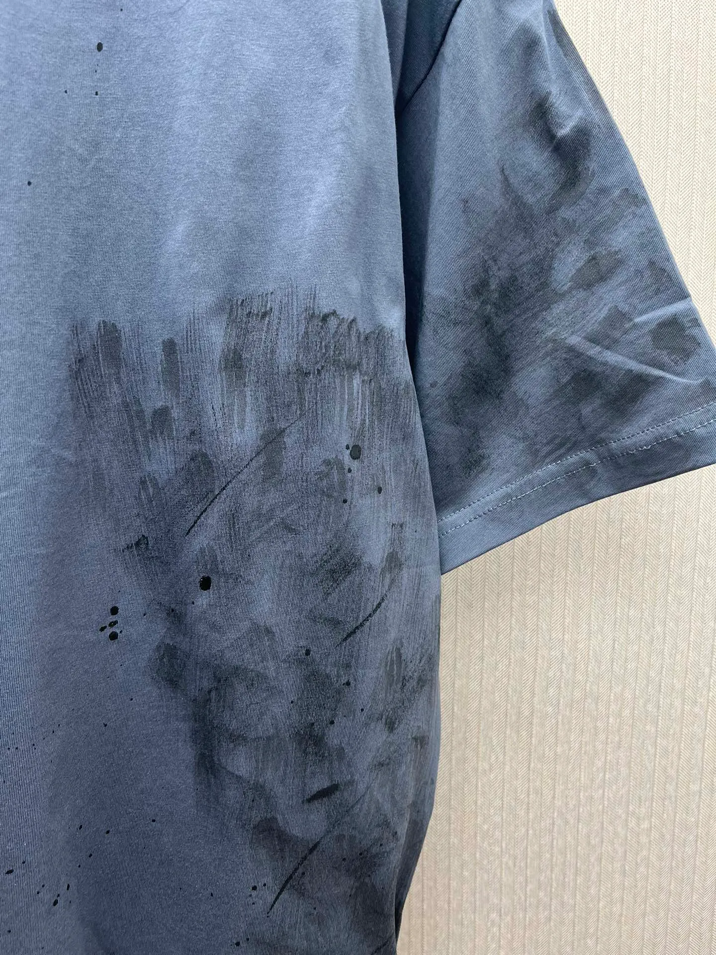🅿️320 Paris 25ss new faded effect printed embroidered cotton round neck short-sleeved T-shirt medium version men's size: XS.S.M.