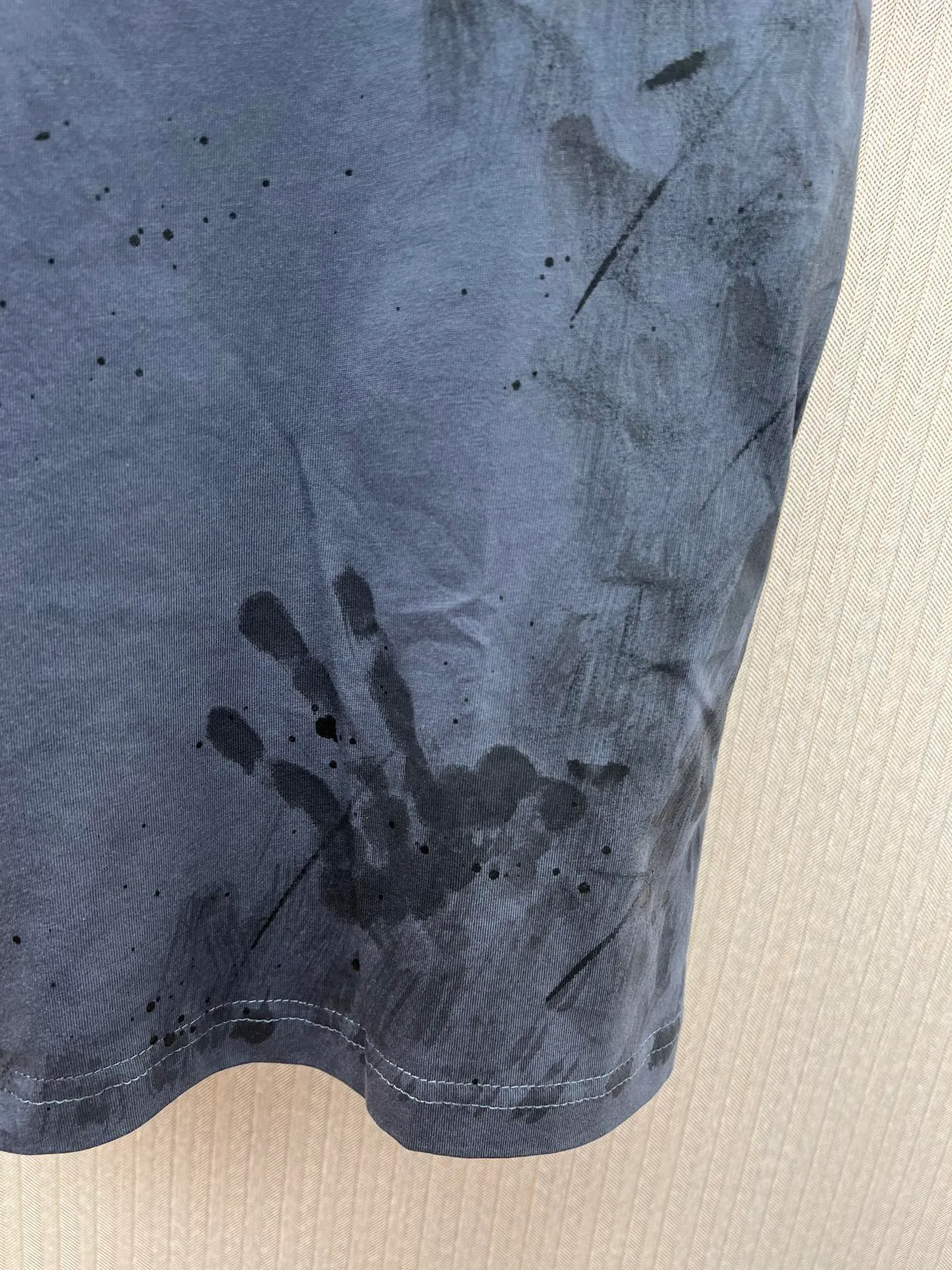 🅿️320 Paris 25ss new faded effect printed embroidered cotton round neck short-sleeved T-shirt medium version men's size: XS.S.M.