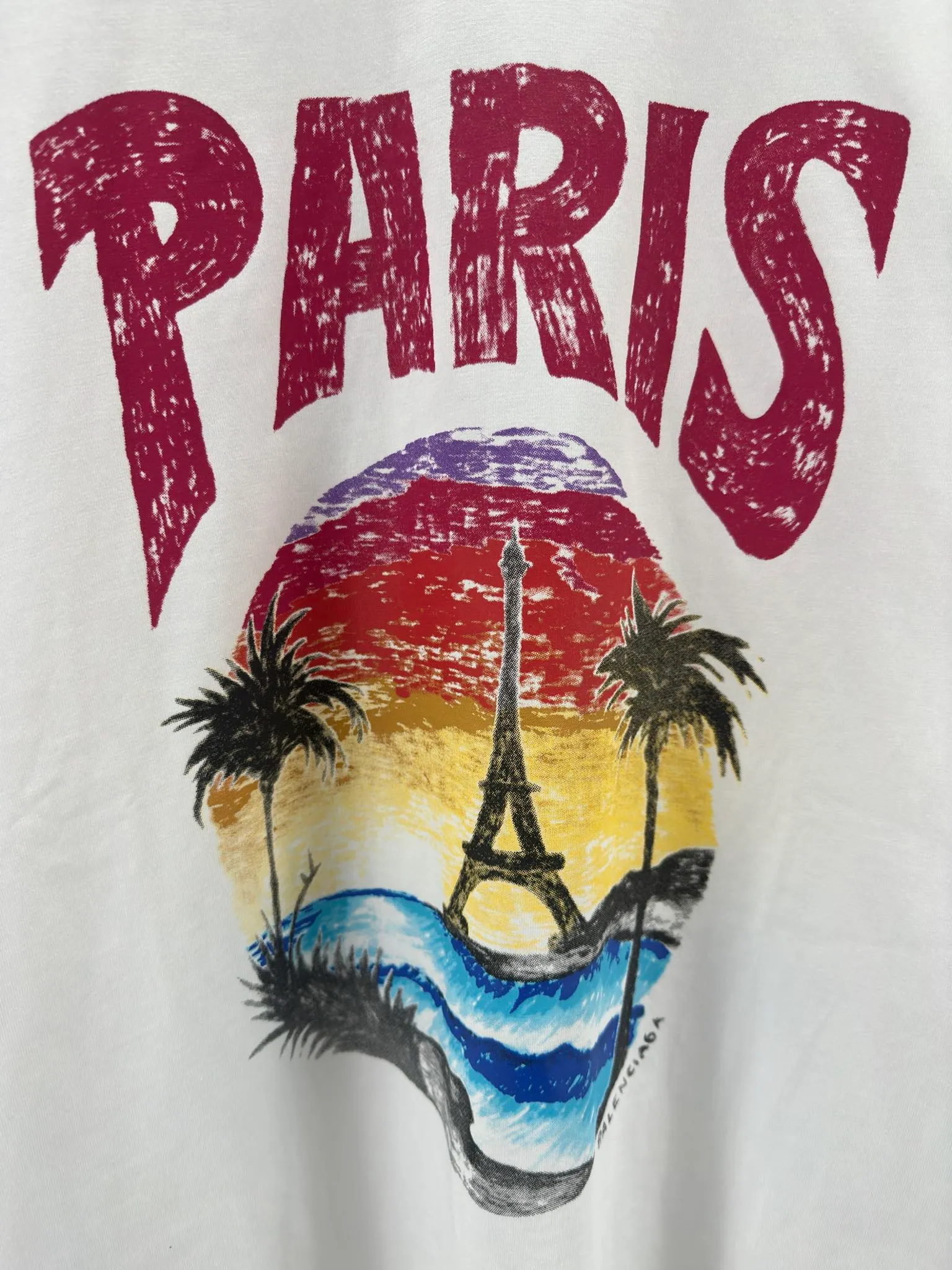 🅿️250 BALENCI*GA Paris Hawaiian Coconut Tower Long Sleeve. The fabric is made of Paris custom-woven and dyed double yarn pure cotton fabric. The weight is 280g. The thread is custom-woven and dyed without color difference. The front and rear panels are printed by imported machine. Two high-temperature setting washes. Os dropped shoulders and loose version. Same style for men and women -Color: Black Ivory White -SIZE: XS S M L Style No. 8615#