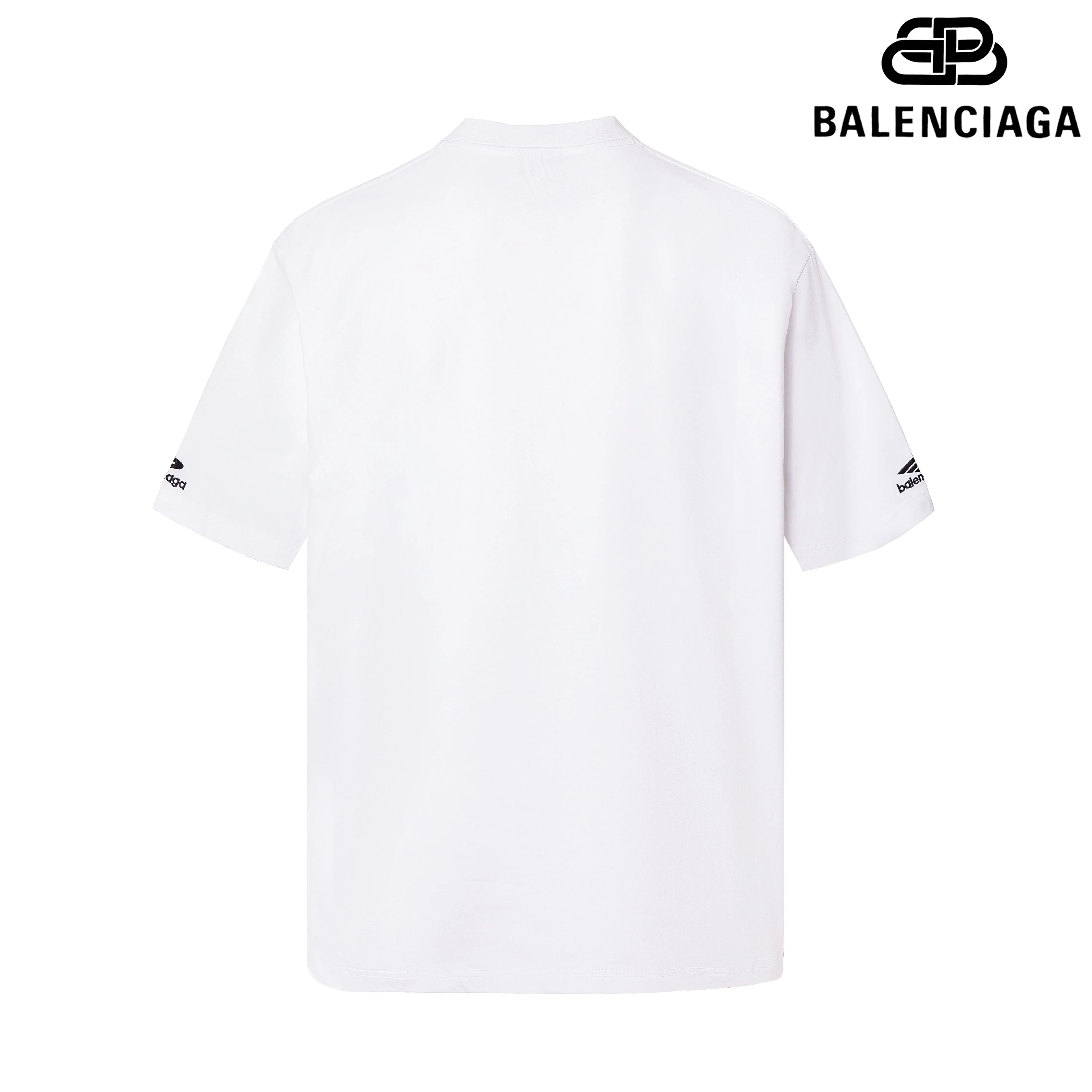 🅿️160 9172# Detailed picture Top version [[BALENCIA*GA] official website quality Paris new ski series 3M classic LOGO embroidered short-sleeved T-shirt OS version Loose dropped shoulders Same style for men and women Fabric: 260 grams 100% cotton double yarn Technology: embroidery on the front left and right sleeves Garment washing Shape solid color Color: black white Size: XS S M L
