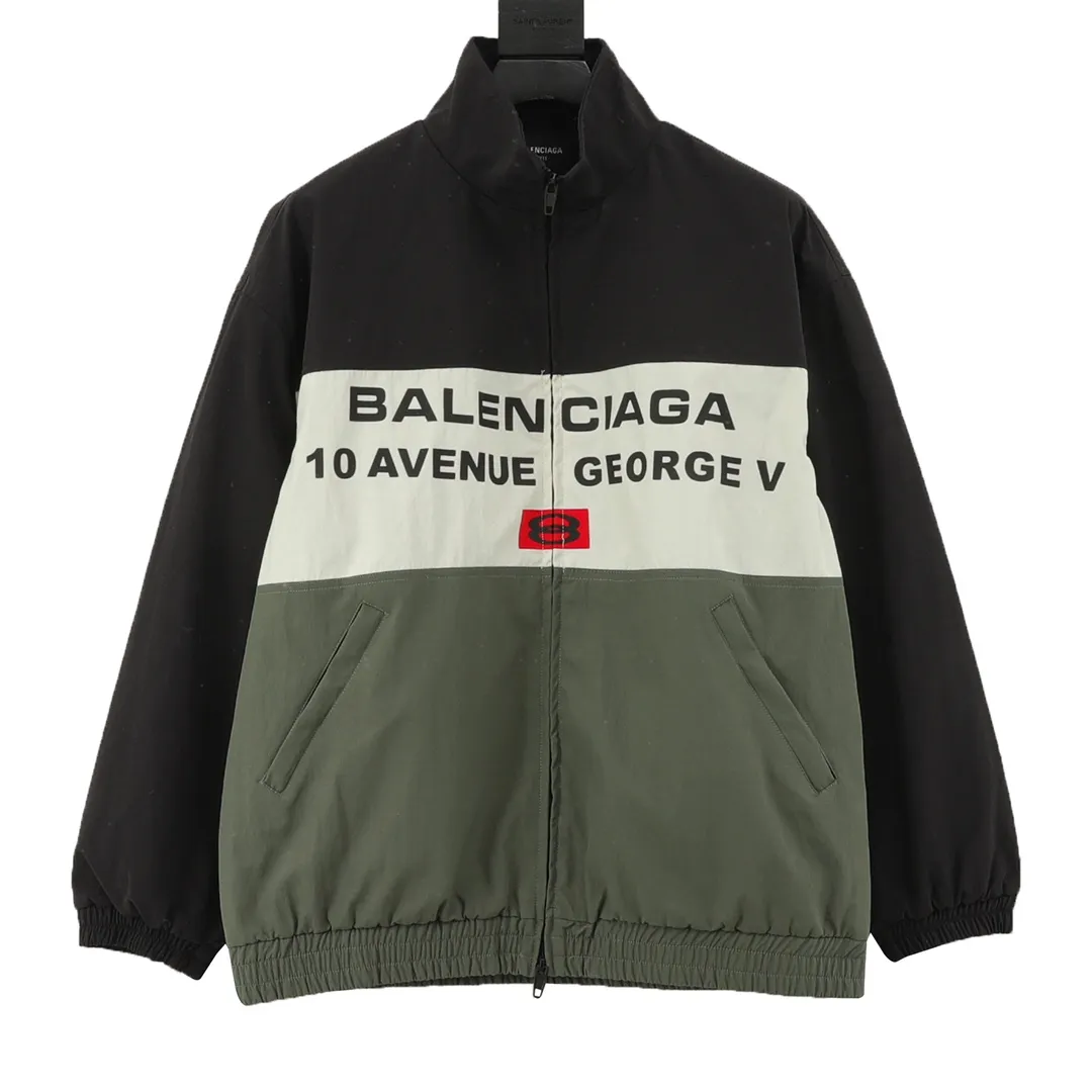 🅿️570 Balenciaga/Balenciaga three-color double-ring printed stand-up collar jacket. It is made of customized matt Taslan professional fabrics, plus three-proof coating process, Teflon anti-fouling treatment, anti-oil stains and easy to clean, polyester high-density bird's eye mesh lining, three-dimensional circulation breathable structure, quick moisture export, anti-static treatment, more comfortable to wear in autumn and winter, imported environmentally friendly glue screen printing, custom hardware zipper double puller LOGO, custom accessories three labels Size: XS-L