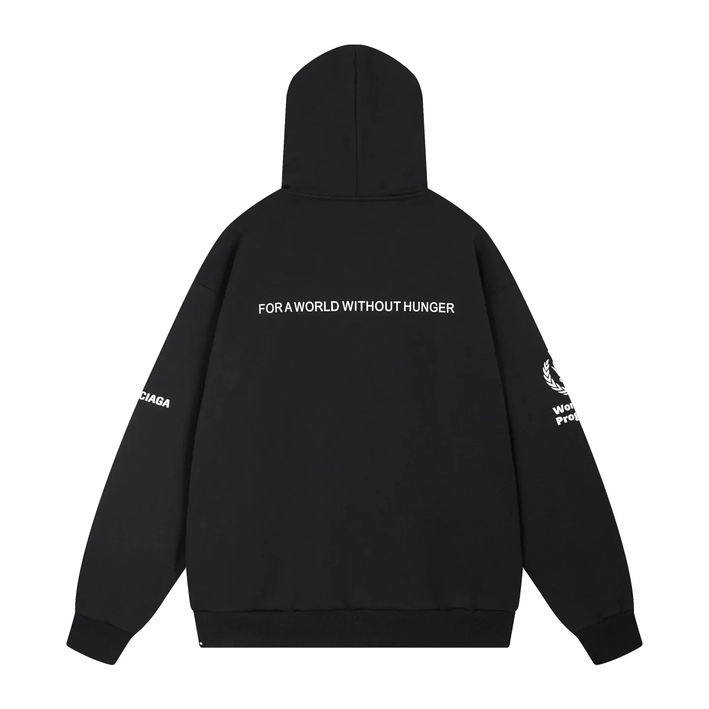 🅿️390 - BALENCI*GA Paris Food Agency co-branded hooded zipper sweatshirt. The pattern is printed with environmentally friendly foam glue. Customized matching hardware. The letters are clear. The effect is three-dimensional. Exclusively matched to the pattern, woven and dyed 460g fabric. Threads are dyed in the same vat with zero color difference. Brick cabinet synchronization. Welcome to compare. Same style for men and women -Color: black -SIZE: Xs S M L Style number 8976#