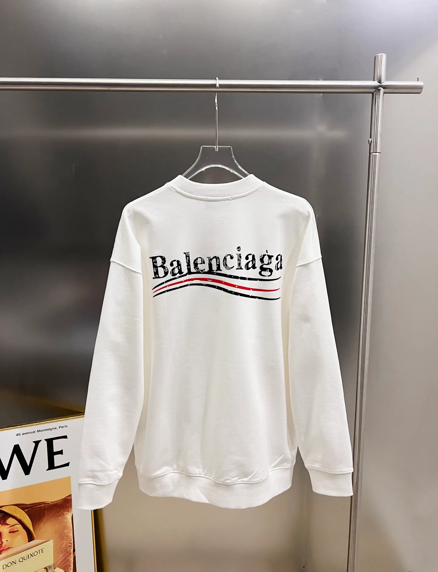 🅿️260 BAL Balenciaga 2025 Autumn and Winter New Style Round Neck Long Sleeve Sweater Classic Coke Logo Print + Hot Diamond Process Uniform Loose Version for Men and Women S M L XL XXL Five Codes Color: Black White