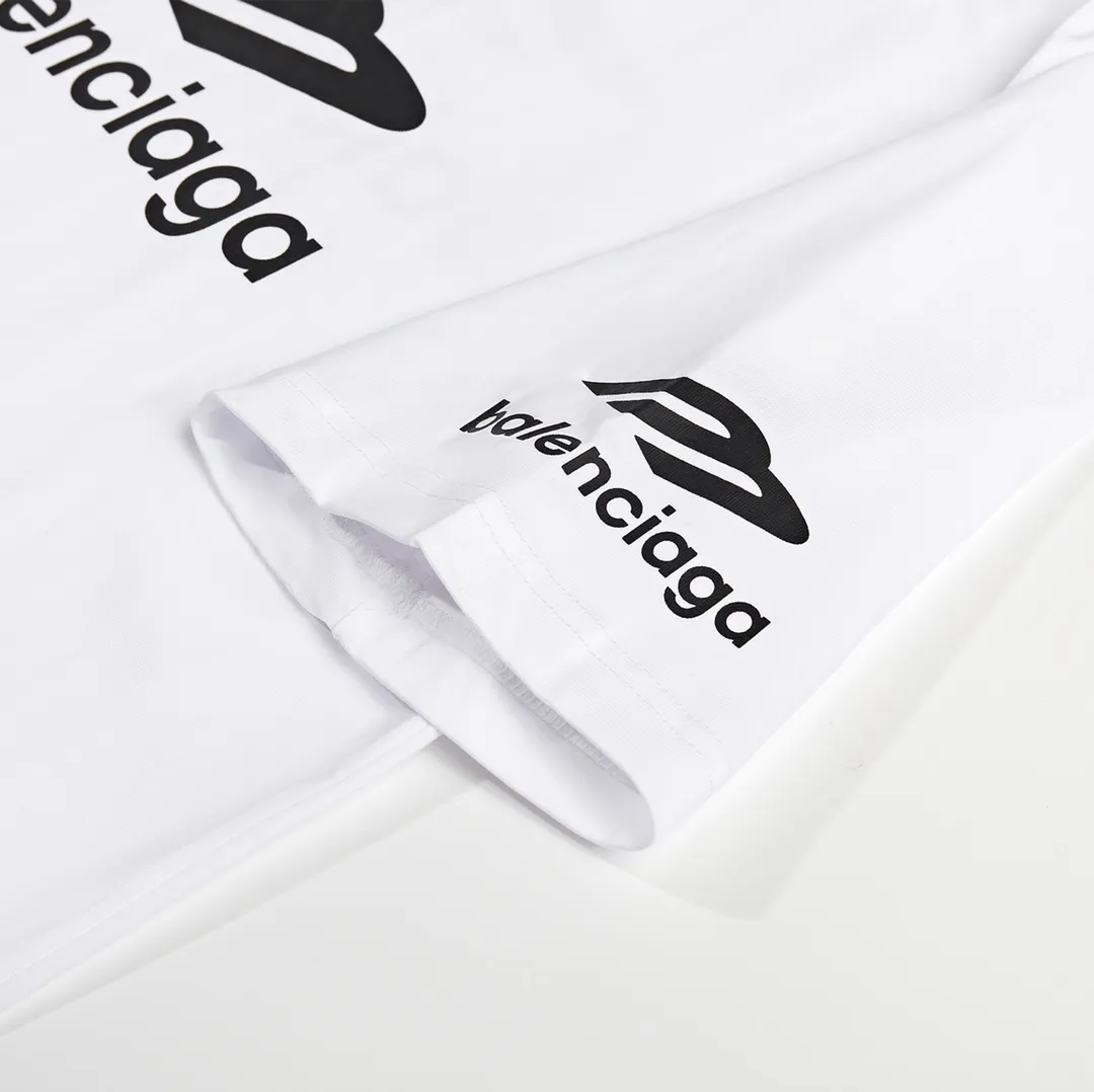 🅿️160 9128# Detailed picture Top version [[BALENCIA*GA] official website quality Paris new 3M classic letter LOGO printed short-sleeved T-shirt OS version Loose dropped shoulders Unisex style Fabric: 260 grams 100% cotton double yarn Technology: front and rear left and right sleeve printing Garment wash Shape solid color Color: black white Size: XS S M L