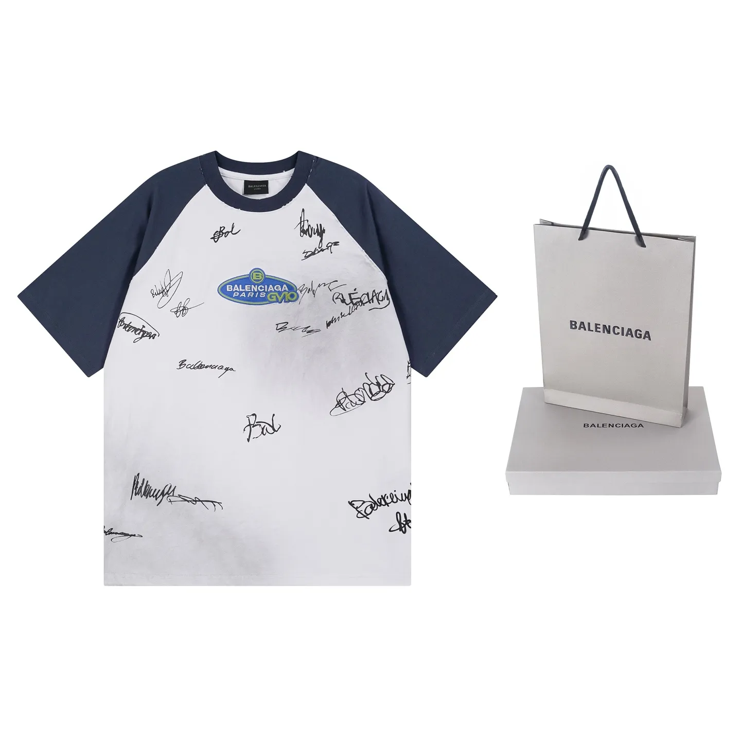 🅿️230 real photos [Top version. Official website quality] BALENCI*GA/Paris #2025 new style raglan sleeves, color matching, signature printing, embroidery LOGO, washed, distressed, hand-painted graffiti, new short-sleeved T-shirt. #2025 Brick Cabinet Synchronization Extra heavy craftsmanship. Welcome to compare. The fabric is made of Paris ZP custom-woven and dyed cotton double yarn, with a weight of 260 grams. The cloth surface is clean. The cloth pattern is clear, soft and comfortable. The threads are dyed with no color difference. The signature is printed with environmentally friendly glue, and the classic letter LOGO is embroidered with an imported Tajima embroidery machine. The letters are clear and the effect is three-dimensional. Restore brick cabinet, adopt OS loose shoulder style. Same style for men and women. Code: BL253728 Color: black, white, yellow Size: XS S M L