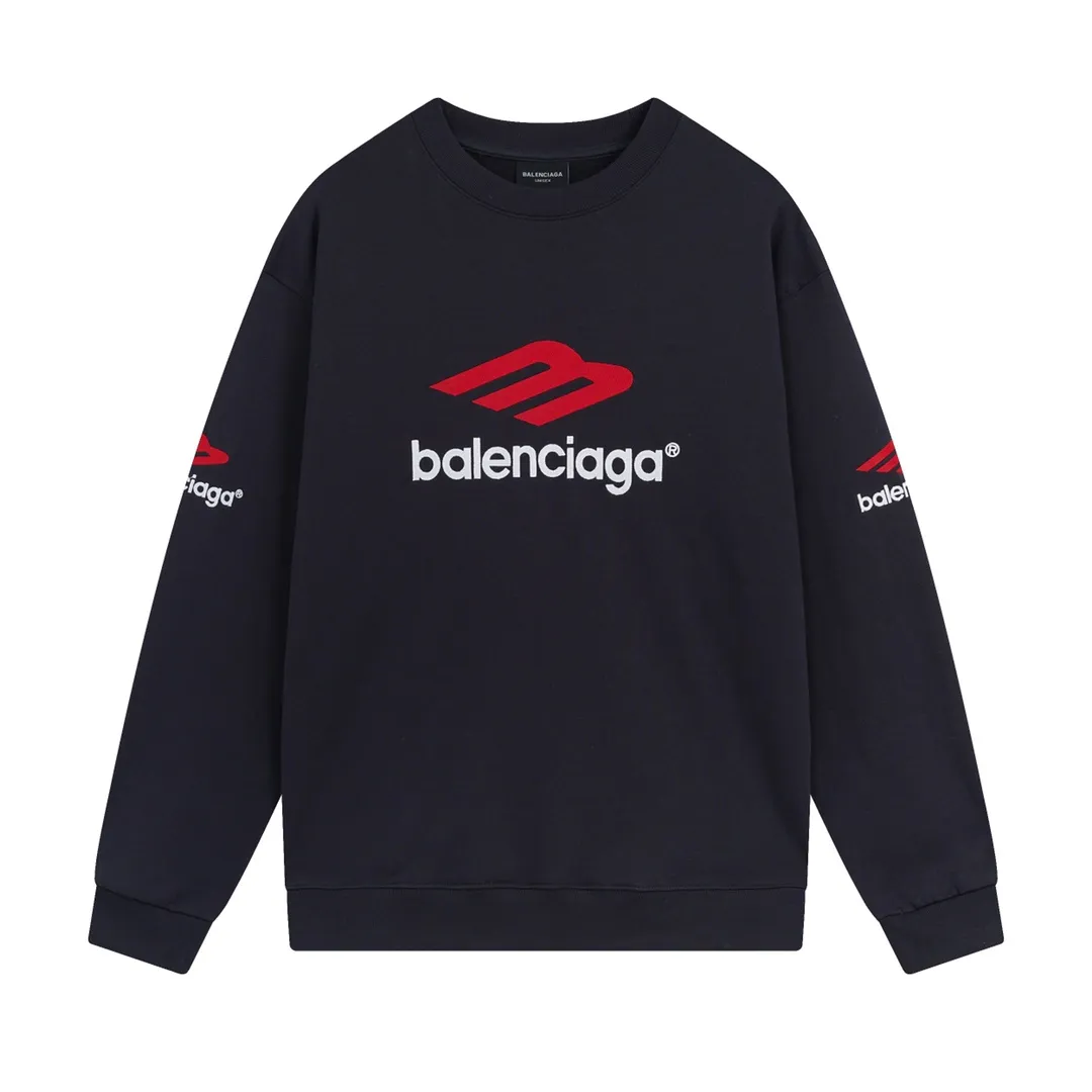 🅿️270 detailed pictures [Top version. Official website quality] BALENCI*GA/Paris BALENCI*GA#2024 latest model, round neck sweatshirt with large letter LOGO icon embroidery. Brick cabinet synchronization. Develop and develop genuine products at the first time. Embroidery. All colors are on the same board. Welcome to compare! The fabric is made of Paris ZP custom-woven and dyed cotton double-yarn large parka. The weight is 450 grams. The cloth surface is clean. The cloth pattern is clear. It is soft and comfortable. It has good color fastness and is not easy to change color. The threads are woven and dyed with no color difference. The embroidery is done using an imported Tajima embroidery machine, with a three-dimensional effect and clear lines. There are no burrs and miscellaneous threads, and the embroidery is of ultra-high craftsmanship. The version adopts OS loose shoulder design. Same style for men and women. Code: BL235571 Color: dark blue gray, white Size: XS S M L