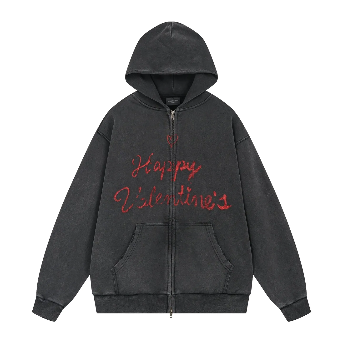 🅿️410 BALENCI*GA Paris Valentine's Day limited edition hooded long-sleeved sweatshirt. The front pattern is printed by computer direct printing. The ready-made garments are washed and distressed. Customized matching hardware. The letters are clear. The effect is three-dimensional. Exclusively matched to the pattern, woven and dyed 460g fabric. Threads are dyed in the same vat with zero color difference. Brick cabinet synchronization. Welcome to compare. Same style for men and women -Color: washed black, off-white -SIZE: Xs S M L Style No. 8972#