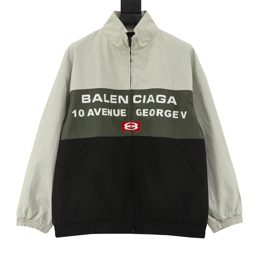 🅿️570 Balenciaga/Balenciaga three-color double-ring printed stand-up collar jacket. It is made of customized matt Taslan professional fabrics, plus three-proof coating process, Teflon anti-fouling treatment, anti-oil stains and easy to clean, polyester high-density bird's eye mesh lining, three-dimensional circulation breathable structure, quick moisture export, anti-static treatment, more comfortable to wear in autumn and winter, imported environmentally friendly glue screen printing, custom hardware zipper double puller LOGO, custom accessories three labels Size: XS-L