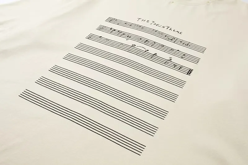 [New] Top tested version - BALENCIAGA - Balenciaga 2024 limited edition musical note short-sleeved T-shirt. angelo badalamenti music special. Original development of custom-woven fabric technology, washed water treatment, high gram weight 300 grams of fabric, full texture, clean cloth surface, soft and comfortable. Solona thread fixed dyeing without color difference, front and rear note printing, standard printing fraying process, highlighting the craftsmanship of short sleeves, precision mesh production screen, imported environmentally friendly slurry scraping, letters are clearly restored Letter spacing, size is consistent with the original version, Os dropped shoulders, loose version, spring and summer latest brick cabinet synchronization, same style for men and women, color: apricot, size: XS to L, P: 260