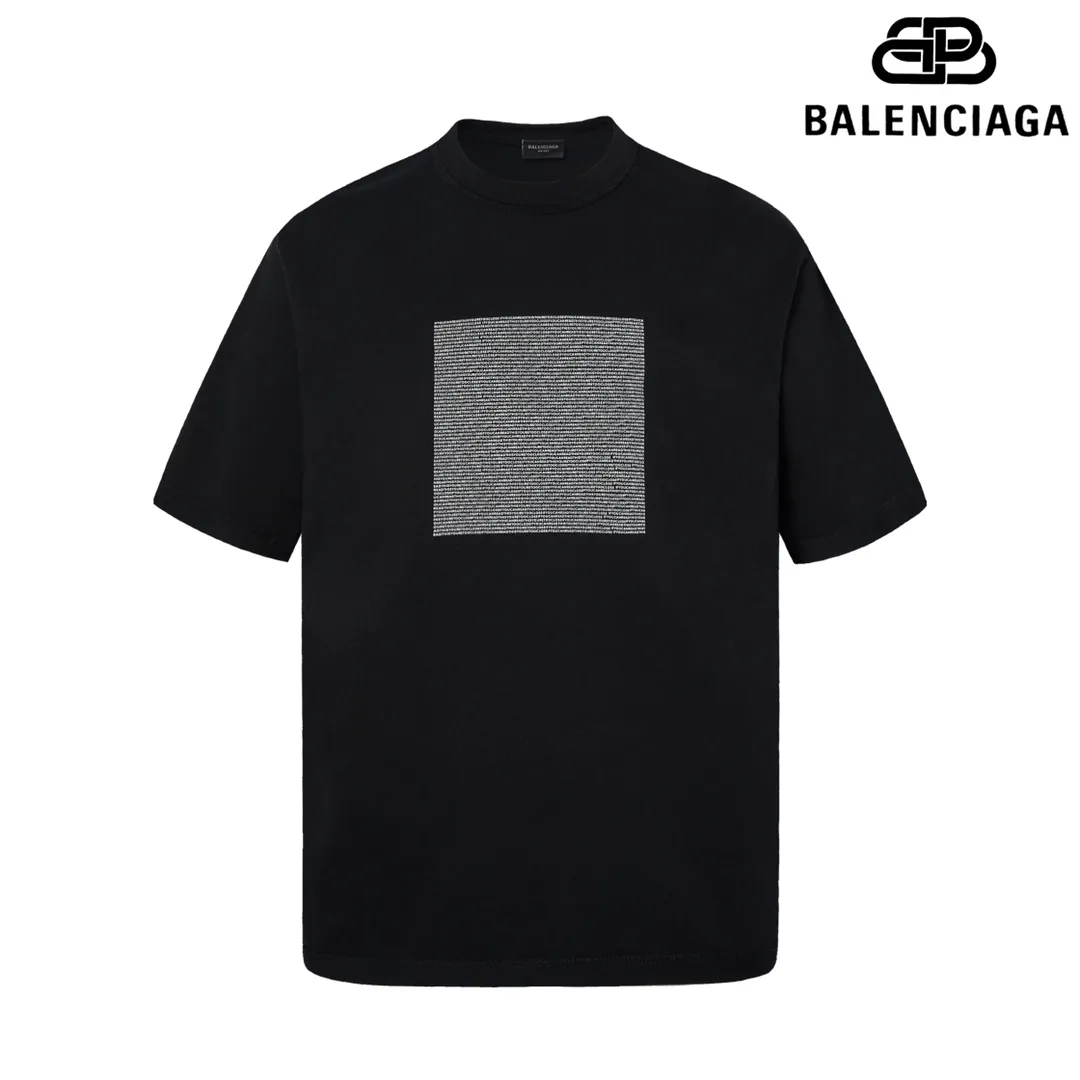 🅿️160 9136# Detailed picture Top version [[BALENCIA*GA] official website quality Paris new joint GENERATED series reverse stitched short-sleeved T-shirt OS version Loose dropped shoulders Unisex style Fabric: 260 grams 100% cotton double yarn Process: 3D three-dimensional silicone heat transfer on the front, reverse stitching, garment wash, shaping, solid color Color: black white Size: XS S M L