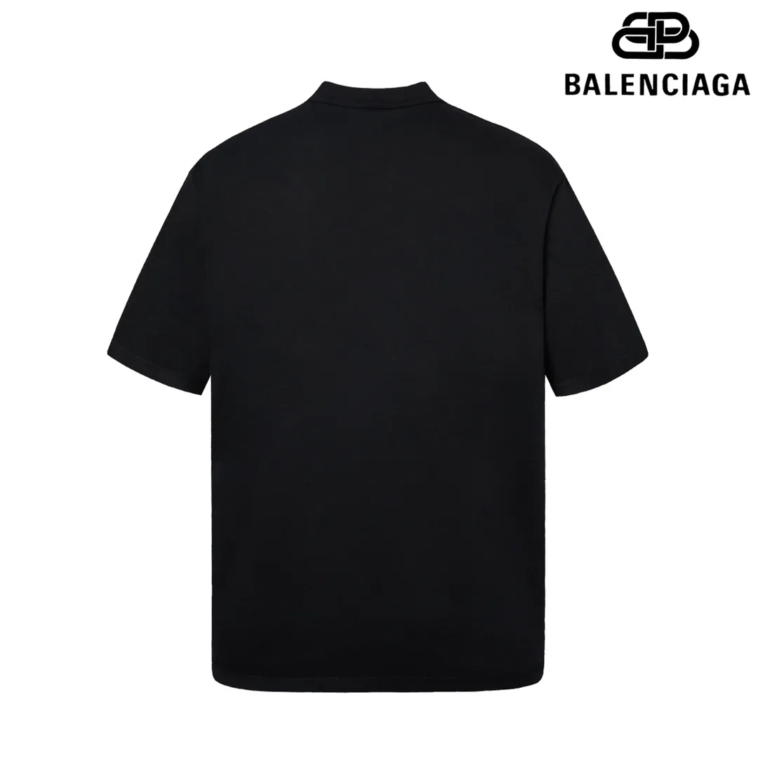 🅿️160 9136# Detailed picture Top version [[BALENCIA*GA] official website quality Paris new joint GENERATED series reverse stitched short-sleeved T-shirt OS version Loose dropped shoulders Unisex style Fabric: 260 grams 100% cotton double yarn Process: 3D three-dimensional silicone heat transfer on the front, reverse stitching, garment wash, shaping, solid color Color: black white Size: XS S M L