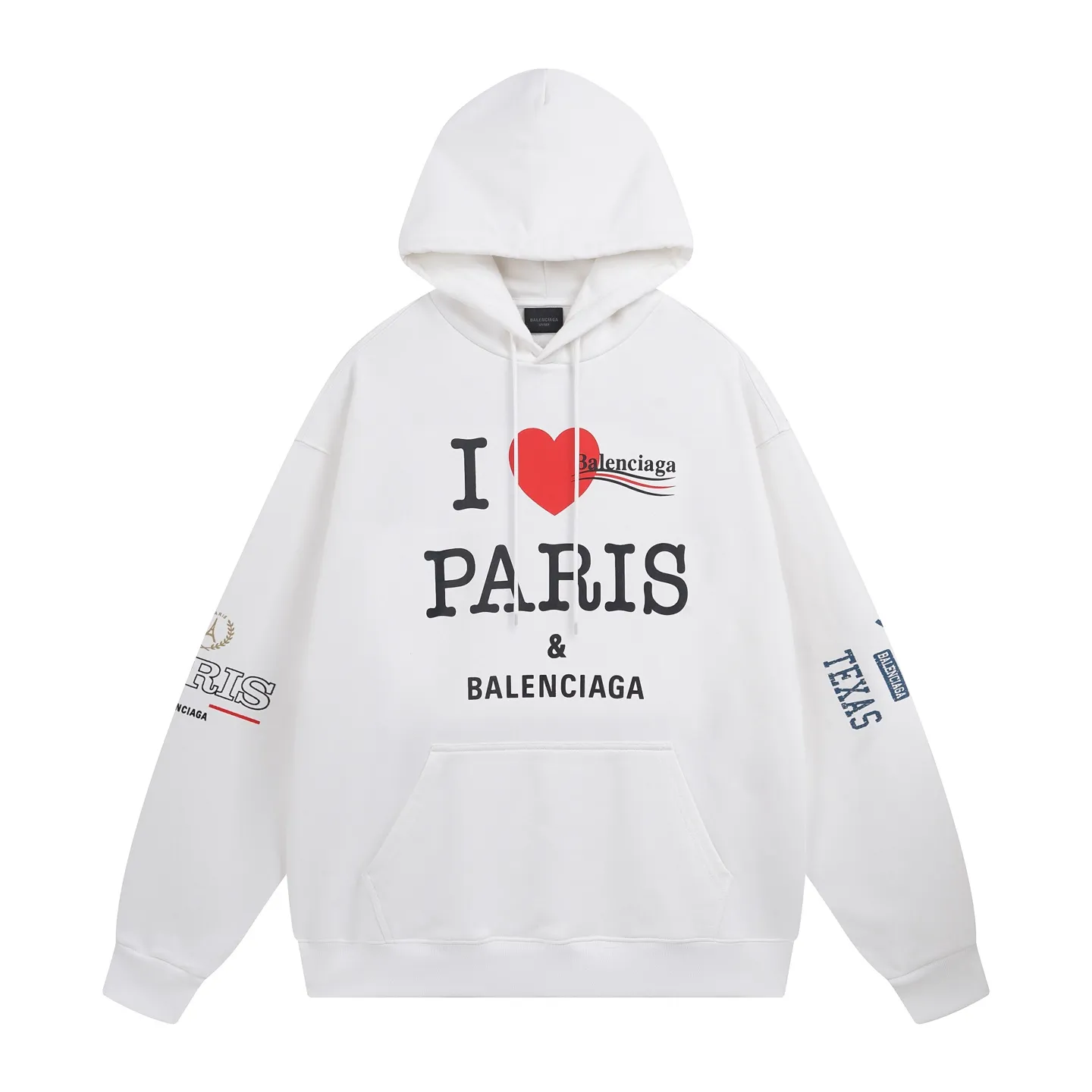 🅿️360 - BALENCI*GA Paris' latest Balenciaxx art multi-branded hooded long-sleeved sweatshirt. The front printing uses imported environmentally friendly offset printing. The effect is three-dimensional. Exclusively woven and dyed 460g fabric. Threads are dyed in the same vat with zero color difference. Brick cabinet synchronization. Welcome to compare. Same style for men and women -Color: black white -SIZE: Xs S M L Style No. 8957#