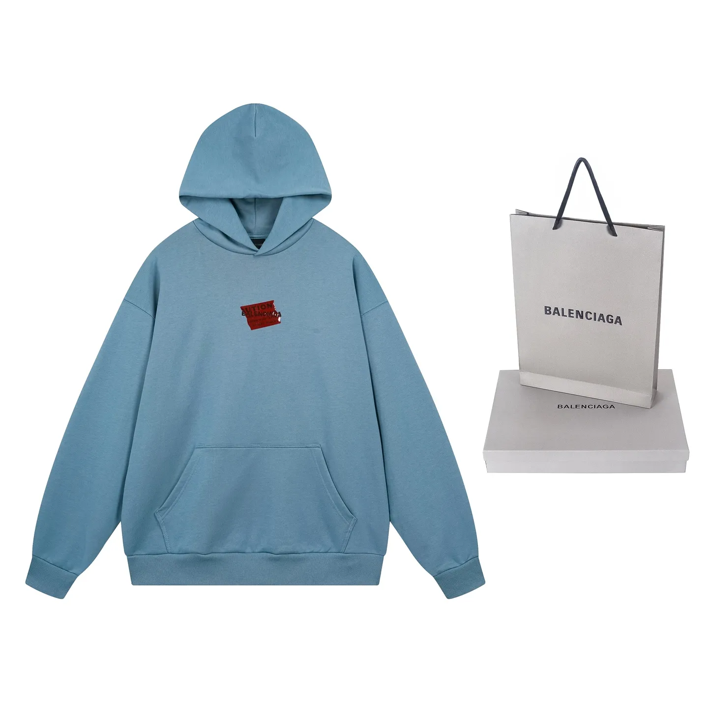 🅿️320 real photos [Top version. Official website quality] BALENCI*GA/Paris #2025 autumn and winter new style front and rear letter LOGO embroidered tape taped hooded sweatshirt. Full sense of design, welcome to compare. The fabric is made of Paris ZP custom-woven and dyed cotton sweatshirt. The weight is 460 grams. The cloth surface is clean. The cloth pattern is clear, soft and comfortable. The threads are dyed with no color difference. The classic letter LOGO is embroidered with imported Tajima embroidery machine. The tape is stamped with imported transparent glue. The effect is three-dimensional. Restore the brick cabinet, adopt OS loose shoulder style. Same style for men and women. Code: BL259910 Color: black, sky blue Size: XS S M L