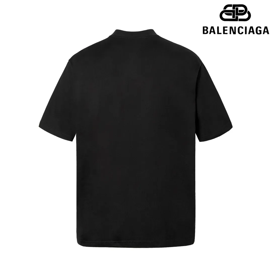 🅿️160 9118# Detailed picture Top version [[BALENCIA*GA] official website quality Paris' new no-traffic theme series crackle print short-sleeved T-shirt OS version Loose dropped shoulders Unisex style Fabric: 260g 100% cotton double yarn Technology: front and rear crackle print Garment wash Shape solid color Color: black white Size: XS S M L