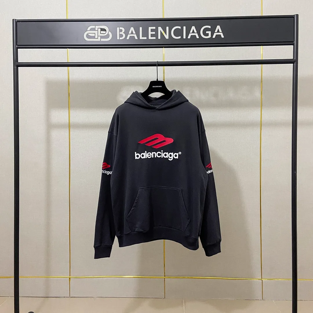 🅿️286 7152# Real photos Top version [BALENCIA*GA] Official website quality Paris' new 3M letter large LOGO embroidery series hooded sweatshirt OS version Loose dropped shoulders Unisex style Fabric: 480g 100% cotton terry Davidson Technics: Embroidery on the front and back panels, left and right sleeves Garment washing Shape fixation Color: Gray blue White Size: XS S M L