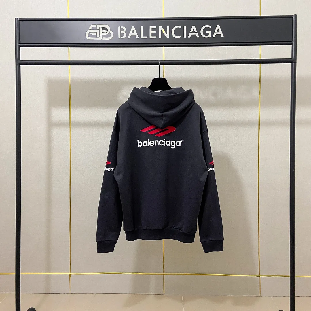 🅿️286 7152# Real photos Top version [BALENCIA*GA] Official website quality Paris' new 3M letter large LOGO embroidery series hooded sweatshirt OS version Loose dropped shoulders Unisex style Fabric: 480g 100% cotton terry Davidson Technics: Embroidery on the front and back panels, left and right sleeves Garment washing Shape fixation Color: Gray blue White Size: XS S M L