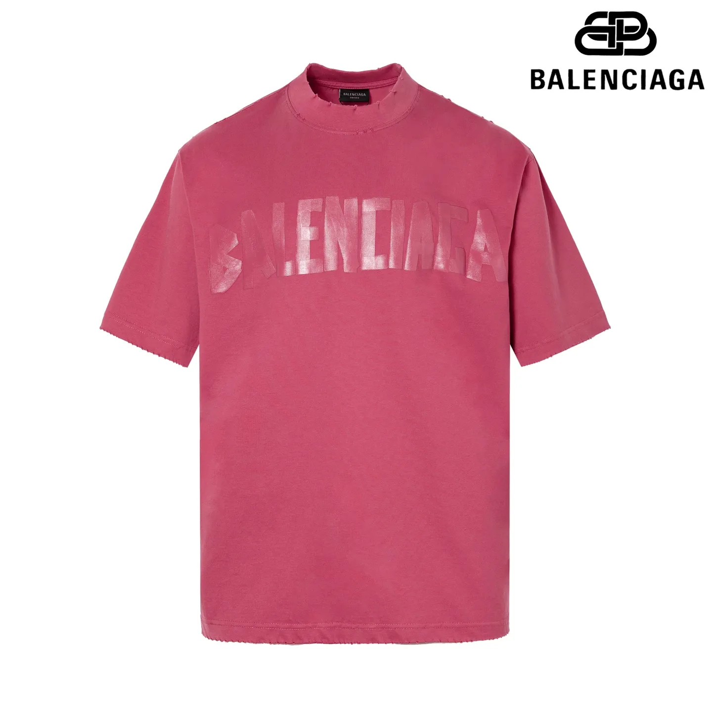 🅿️180 9110# Detailed picture Top version [[BALENCIA*GA] official website quality Paris new yellow tape bandage digital direct printing short-sleeved T-shirt OS version loose dropped shoulders Unisex style Fabric: 260g 100% cotton double yarn Process: front and rear digital direct printing Garment wash worn distressed fixed color Color: gray blue white washed blue burgundy green Black silver rose red khaki Size: XS S M L