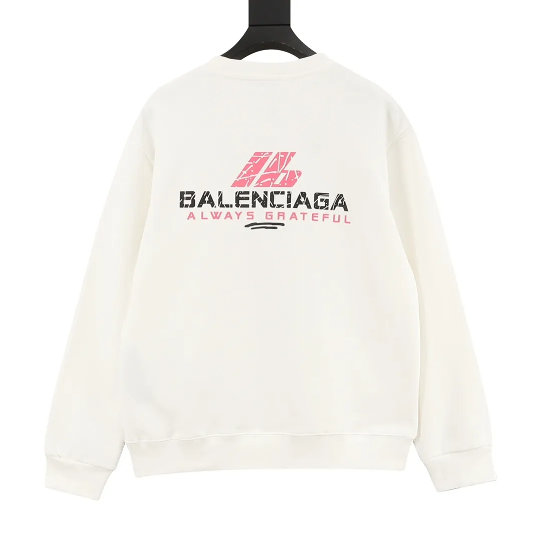 🅿️500 Balenciaga 25FW crack print round neck sweatshirt 480g high-grade combed cotton fabric counter collar label purchase-grade white thick plate hang tag original hanging grain three-dimensional foam print on the front and back strong sense of layering same style for men and women couple style oversize version loose size: S-XL