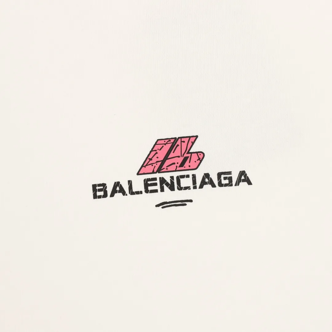 🅿️500 Balenciaga 25FW crack print round neck sweatshirt 480g high-grade combed cotton fabric counter collar label purchase-grade white thick plate hang tag original hanging grain three-dimensional foam print on the front and back strong sense of layering same style for men and women couple style oversize version loose size: S-XL