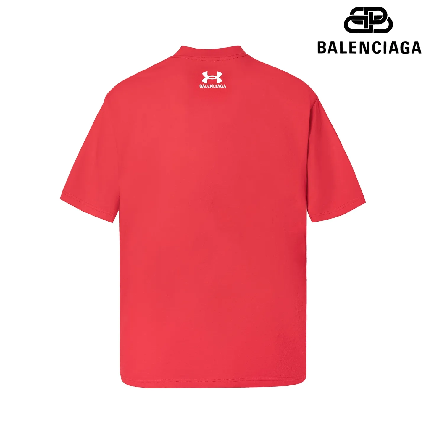🅿️170 9158# Detailed picture Top version [[BALENCIA*GA] official website quality New Paris co-branded UnderArmour front and rear embroidered short-sleeved T-shirt OS version Loose dropped shoulders Unisex Fabric: 260g 100% cotton double yarn Process: Front and back embroidery Garment washing Shape solid Color: Black Red Size: XS S M L