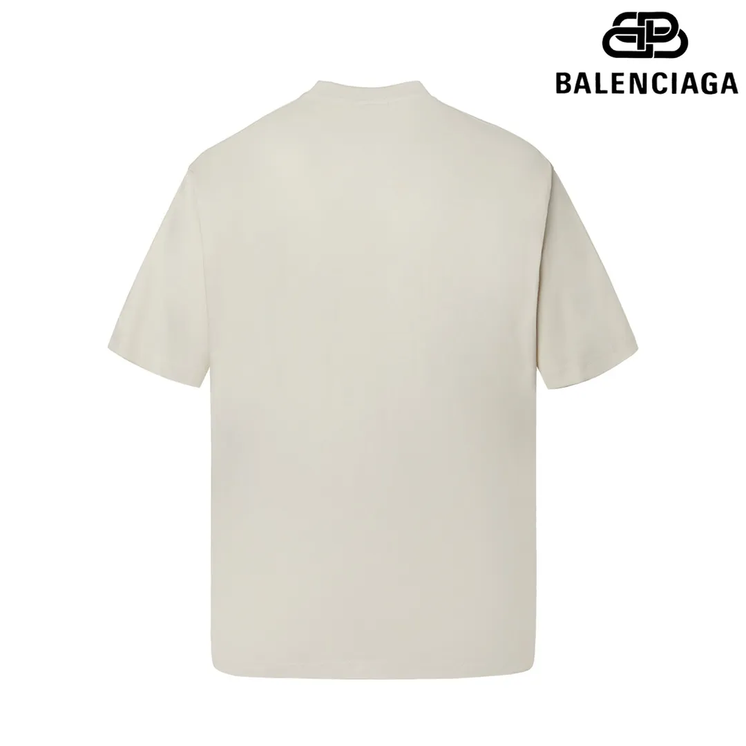 🅿️160 9109# Detailed picture Top version [[BALENCIA*GA] official website quality Paris new fuzzy cola spray printed short-sleeved T-shirt OS version loose dropped shoulders Unisex fabric: 260g 100% cotton double yarn Technology: front digital direct printing Garment washing Shaping solid color Color: black off-white Size: XS S M L