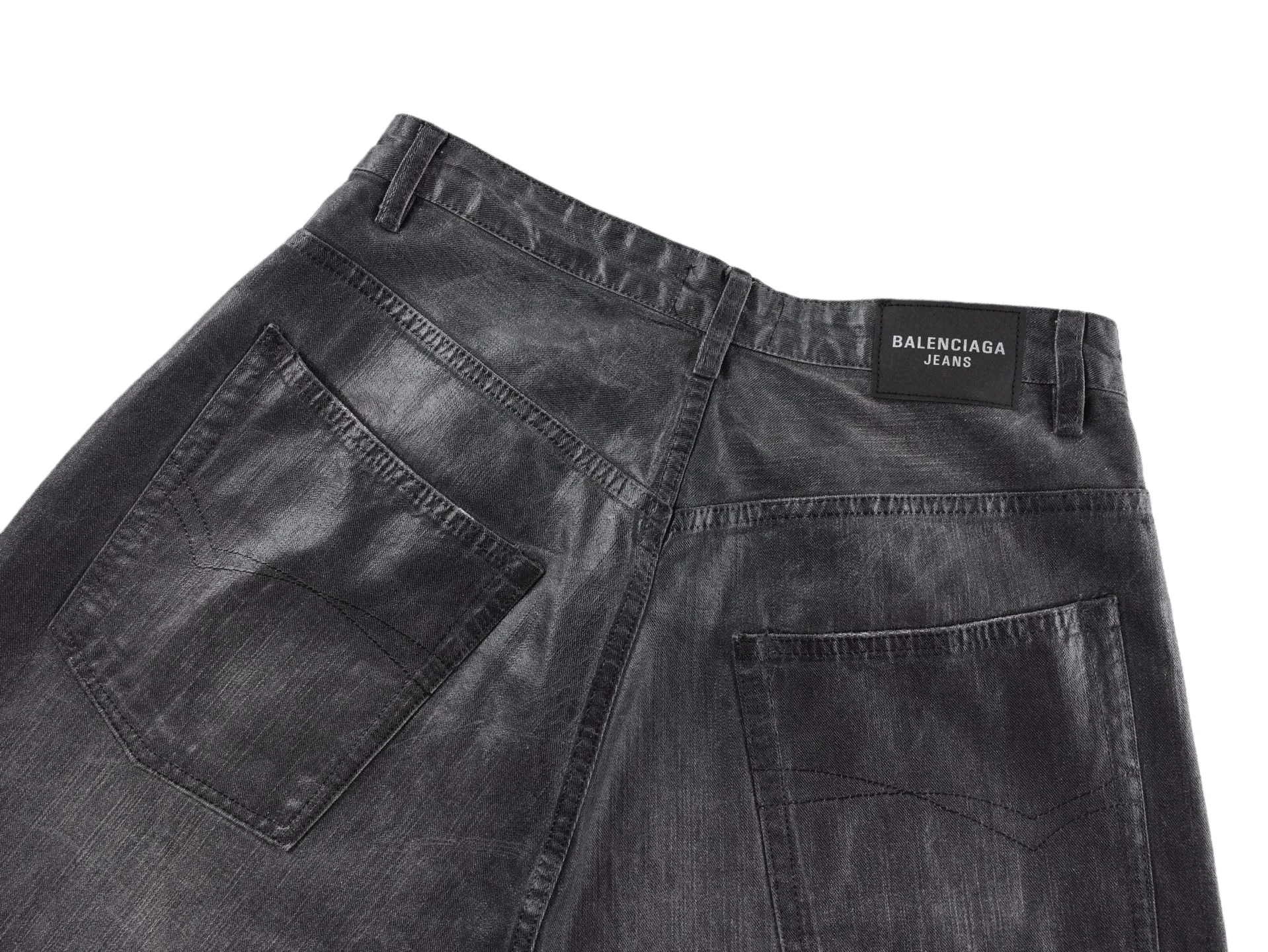🅿️720 [Exclusive supply] BLCG 25FW black and gray waxed denim trousers. We use 14OZ slub denim fabric imported from Japan. The fabric has a fine texture and clear lines. It is of the highest quality. The washed lines are clear and meticulous, with a strong sense of craftsmanship. Non-market garbage washing. The entire denim is waxed. The cost is very high. The distressed hardware and accessories are customized, and the waxed details of the raw edges of the trouser legs are perfectly restored at the same time. The floor-sweeping version is original and unaltered. Size:S-M-L-XL
