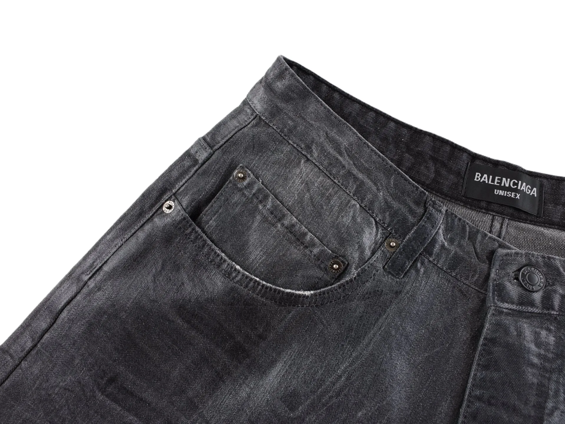 🅿️720 [Exclusive supply] BLCG 25FW black and gray waxed denim trousers. We use 14OZ slub denim fabric imported from Japan. The fabric has a fine texture and clear lines. It is of the highest quality. The washed lines are clear and meticulous, with a strong sense of craftsmanship. Non-market garbage washing. The entire denim is waxed. The cost is very high. The distressed hardware and accessories are customized, and the waxed details of the raw edges of the trouser legs are perfectly restored at the same time. The floor-sweeping version is original and unaltered. Size:S-M-L-XL