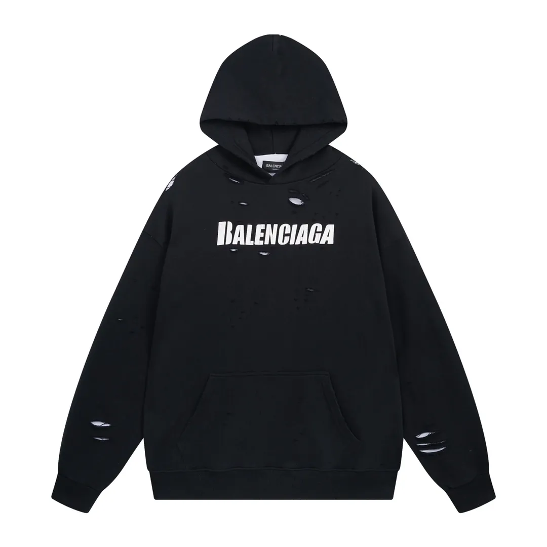 🅿️396 Detailed picture [Top version. Official website quality] BALENCI*GA/Paris. Classic style. 22SS #BALENCI*GA# Artistic ripped hole and velvet inner two-piece hooded sweatshirt. Autumn and winter brick cabinets are synchronized. Welcome to compare. The fabric is made of Paris ZP custom-woven and dyed cotton double yarn David coat with velvet lining. The fabric pattern is clear, soft and comfortable. The threads are woven and dyed with no color difference. The classic letter LOGO adopts precision stencils, imported environmentally friendly rubber paddles, and turtle crack printing, with a three-dimensional effect. Garment positioning art is worn with holes, hem threads, hat brim, and bag mouth are hand-worn vintage. Restore brick cabinets, and adopt OS loose shoulder style. Same style for men and women Coding: BL238001 Color: Black. White. Hulan. Brown. Dark green. Burgundy. Purple Size: XS S M L