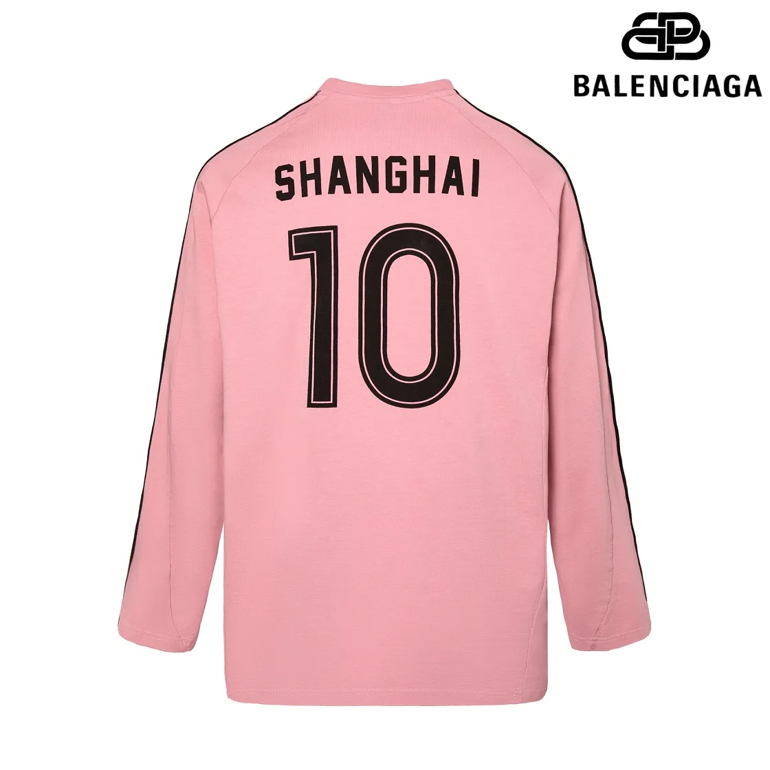 🅿️250 8151# Detailed picture Top version [[BALENCIA*GA] official website quality Paris new joint football jersey long-sleeved T-shirt OS version Loose dropped shoulders Unisex fabric: 260g 100% cotton double yarn Process: front and rear panel printing front panel embroidery garment wash shaping solid color Color: black white pink red fluorescent yellow Size: XS S M L