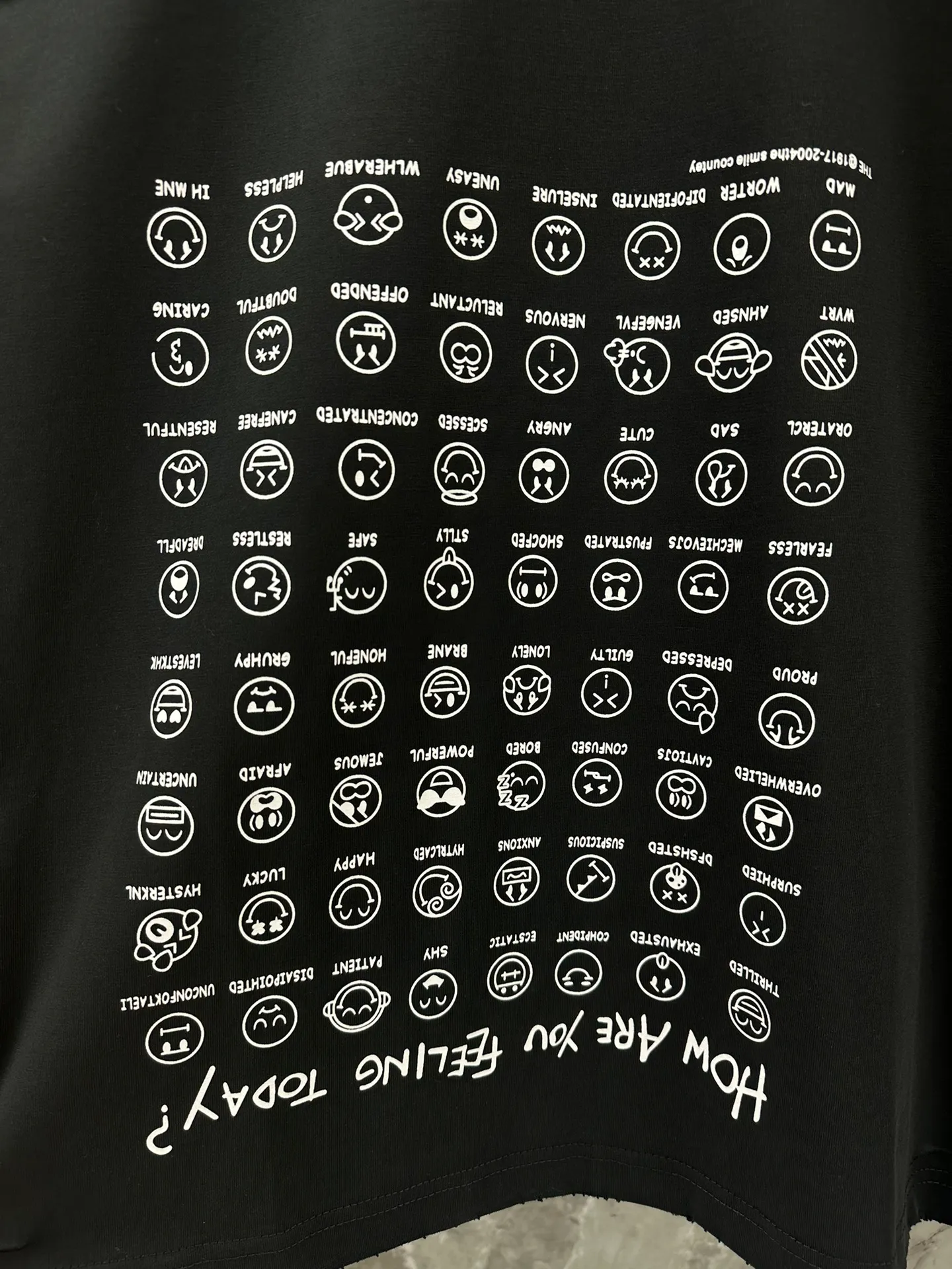 🅿️280 BALENCI*GA Paris Smiling Face Collection Printed Washed Old and Worn Long Sleeves. The fabric is made of Paris ZP custom-woven and dyed double yarn pure cotton fabric 280g. The thread is custom-woven and dyed with no color difference before and after. The printing is made of environmentally friendly imported materials. The ready-made garments are washed in multiple positions to be worn and worn. Two high-temperature styling washes. os dropped shoulders and loose version. Same style for men and women -Color: Black -SIZE: XS S M L Style number 8627#