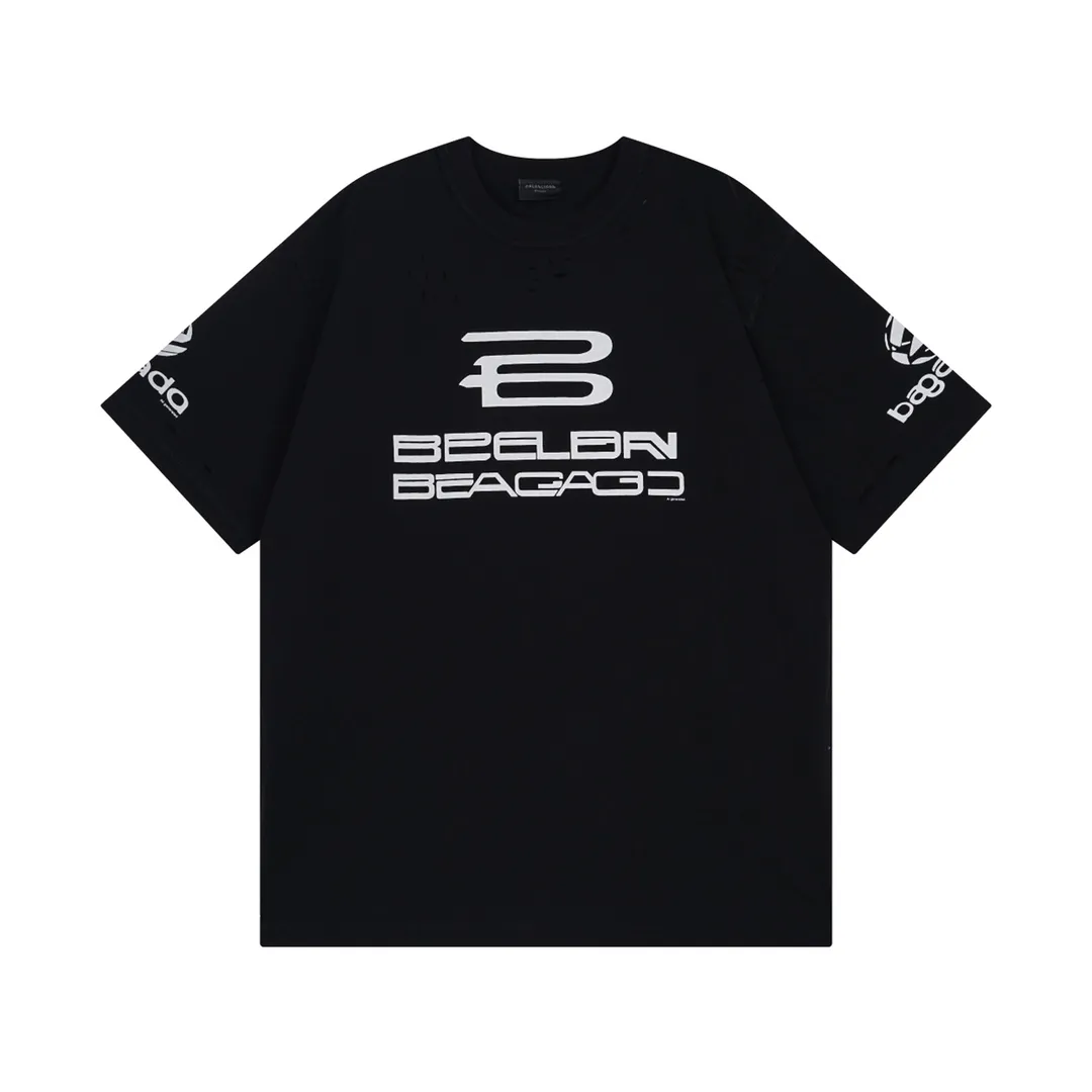 🅿️194 Detailed picture [Top version. Official website quality] BALENCI*GA/Paris AI GENERATED series new T-shirt #2024 new style. The reverse stitching design is full of sense. The front, back and left sleeves are printed with the new LOGO. The ready-made clothes are washed and worn. Notice! ️The original version of this style is made with reverse stitching. It is worn, washed and distressed. This is the normal practice in the Jubie market. The black and gray cuff prints are different. #2024 Spring and Summer Brick Cabinet Synchronization Welcome to compare. The fabric is made of Paris ZP custom-woven and dyed cotton double yarn, with a weight of 260 grams. The cloth surface is clean. The cloth pattern is clear, soft and comfortable. The threads are dyed with no color difference. The classic letter LOGO is printed with imported environmentally friendly glue. The letters are clear and the effect is three-dimensional. Restore the brick cabinet, adopt OS loose shoulder style. Same style for men and women. Code: BL223335 Color: black, light gray, white. Size: XS to L