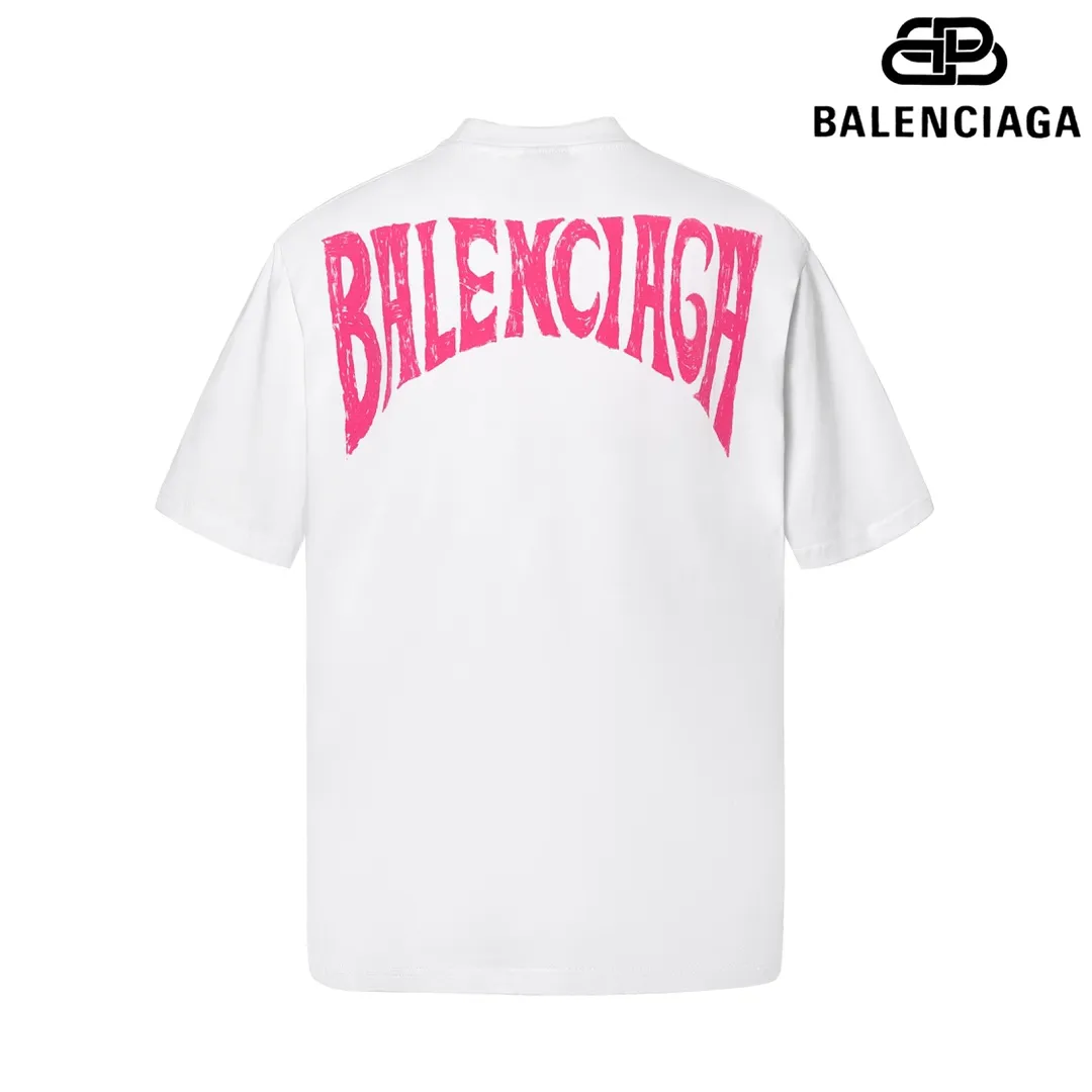 🅿️170 9125# Detailed picture Top version [[BALENCIA*GA] official website quality Paris New Hawaiian Sunset Coconut Tree Tower LOGI printed short-sleeved T-shirt OS version Loose dropped shoulders Unisex fabric: 260 grams 100% cotton double yarn Technology: front and rear panel printing Garment washing Shape solid color Color: black white Size: XS S M L