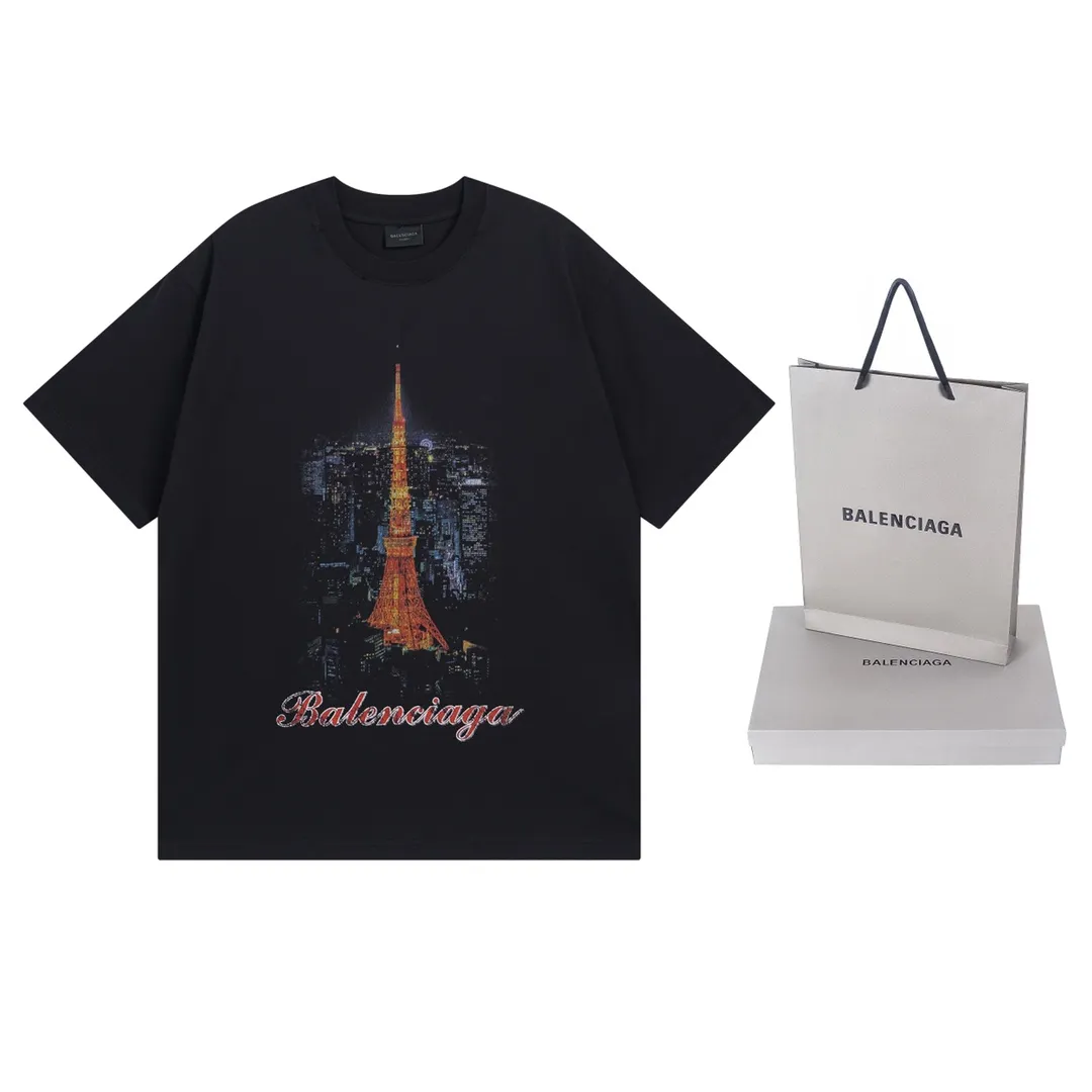 🅿️194 Detailed picture [Top version. Official website quality] BALENCI*GA/Paris. 2024 new style, Paris. Japan Tokyo Tower limited edition. Front and rear direct-injection printing, washed and distressed short-sleeved T-shirt, 2024 new style. Y plate customization. Special market currency. Brick cabinets are synchronized. Genuine products are developed at the first time, and you can print and compare! The fabric is made of Paris ZP custom-woven and dyed cotton double yarn. Weighing 260 grams, the cloth surface is clean. The cloth pattern is clear, soft and comfortable. The threads are dyed with no color difference. The printing uses environmentally friendly imported materials for direct-injection printing, with clear letters and three-dimensional effect. The entire garment is washed, distressed and worn. The version adopts OS loose shoulder design. Same style for men and women. Code: BL223381 Color: black blue. Beige. Size: XS to L