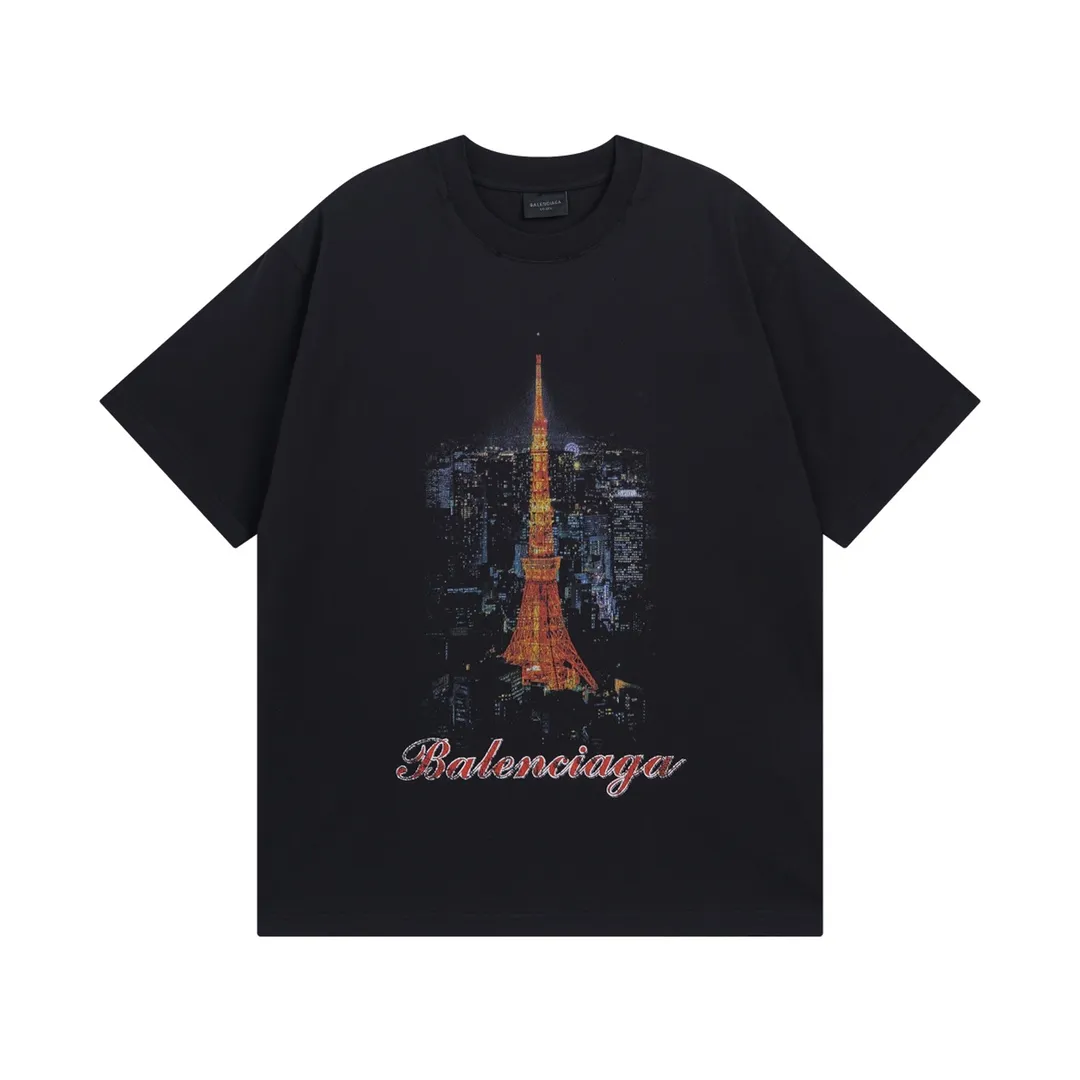 🅿️194 Detailed picture [Top version. Official website quality] BALENCI*GA/Paris. 2024 new style, Paris. Japan Tokyo Tower limited edition. Front and rear direct-injection printing, washed and distressed short-sleeved T-shirt, 2024 new style. Y plate customization. Special market currency. Brick cabinets are synchronized. Genuine products are developed at the first time, and you can print and compare! The fabric is made of Paris ZP custom-woven and dyed cotton double yarn. Weighing 260 grams, the cloth surface is clean. The cloth pattern is clear, soft and comfortable. The threads are dyed with no color difference. The printing uses environmentally friendly imported materials for direct-injection printing, with clear letters and three-dimensional effect. The entire garment is washed, distressed and worn. The version adopts OS loose shoulder design. Same style for men and women. Code: BL223381 Color: black blue. Beige. Size: XS to L