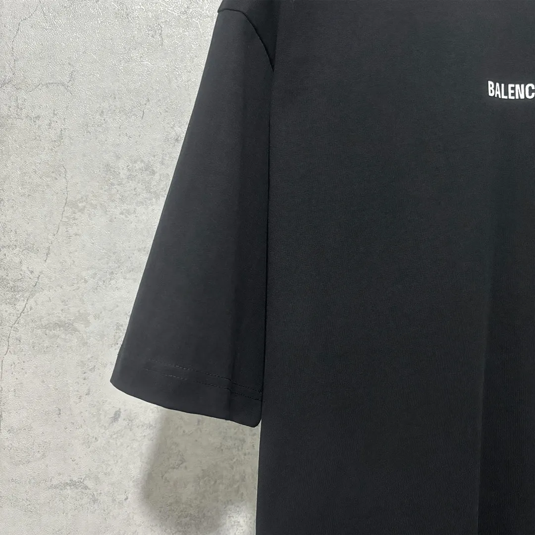 🅿️160 9102# Actual photo top version [[BALENCIA*GA] official website quality Paris new classic letter LOGO front and back embroidered short-sleeved T-shirt OS version loose dropped shoulders Unisex fabric: 260 grams 100% cotton double yarn Technology: front and back embroidery Garment washing Shape solid color Color: black white gray red Size: XS S M L