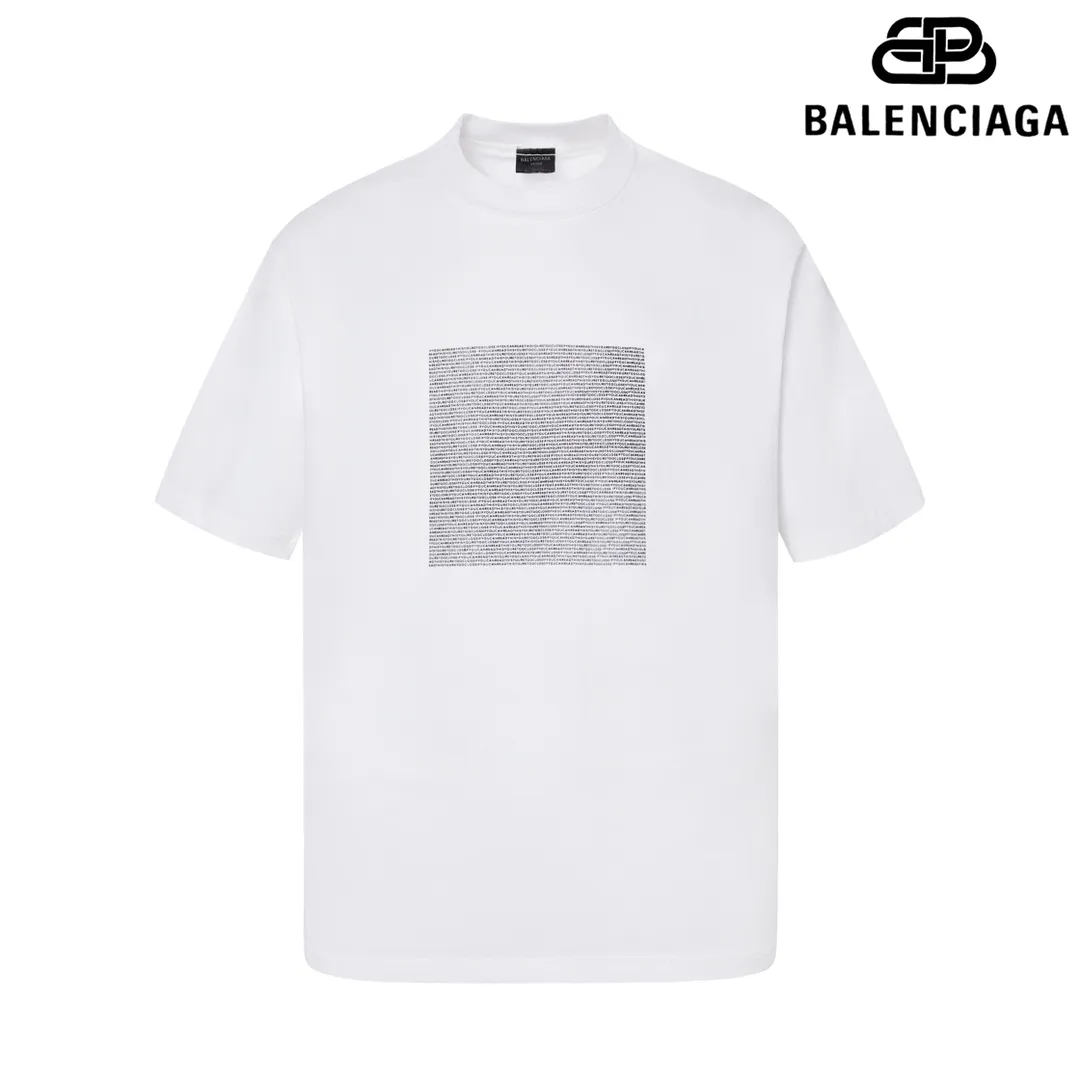 🅿️160 9136# Detailed picture Top version [[BALENCIA*GA] official website quality Paris new joint GENERATED series reverse stitched short-sleeved T-shirt OS version Loose dropped shoulders Unisex style Fabric: 260 grams 100% cotton double yarn Process: 3D three-dimensional silicone heat transfer on the front, reverse stitching, garment wash, shaping, solid color Color: black white Size: XS S M L