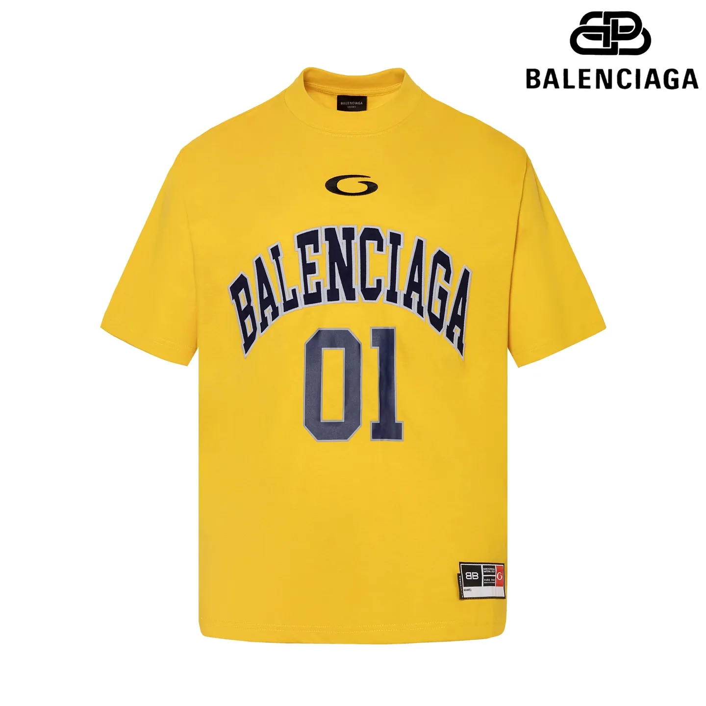 🅿️200 9180# Detailed picture Top version [[BALENCIA*GA] official website quality Paris new basketball jersey embroidered printed short-sleeved T-shirt OS version loose dropped shoulders Unisex fabric: 260 grams 100% cotton double yarn Process: embroidery printing on the front panel Car stamp in the lower left corner Back panel printing Garment washing Shape fixing Color: black white blue purple yellow Size: XS S M L