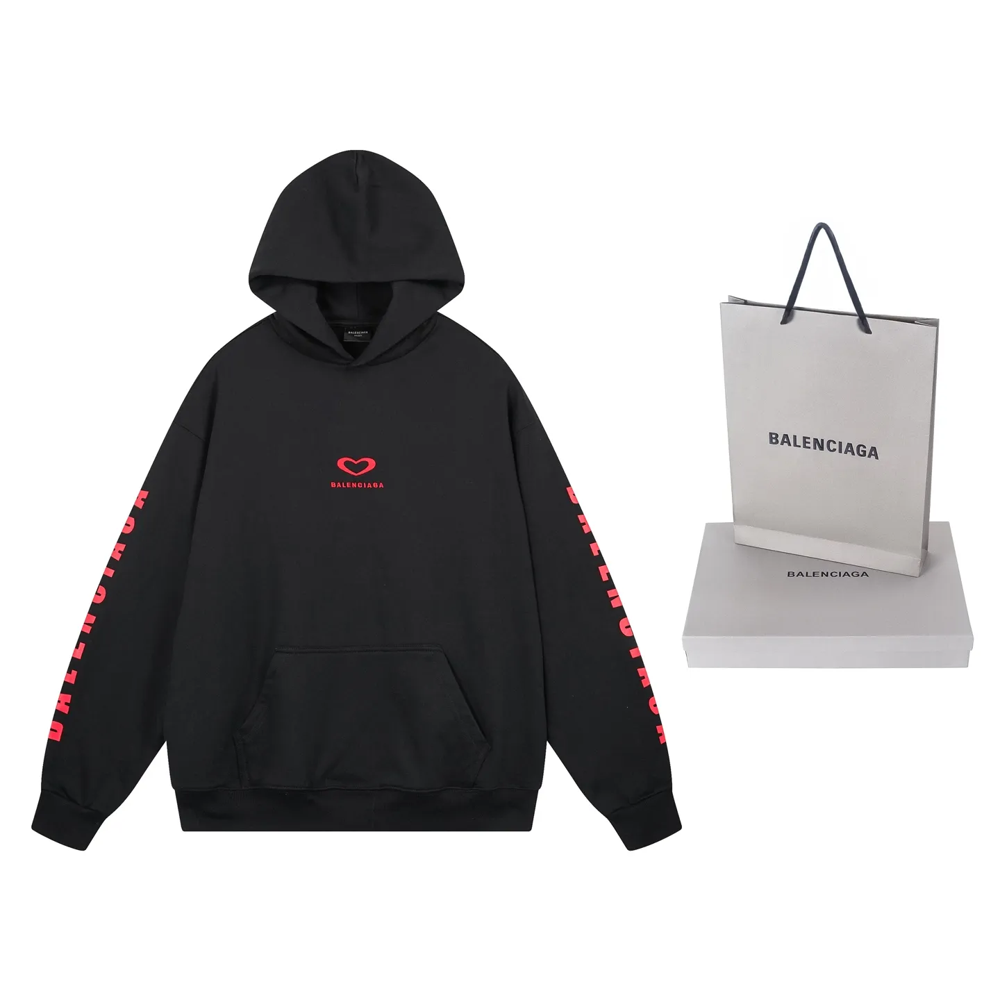 🅿️320 photos [Top version. Official website quality] BALENCI*GA/Paris.SS25 latest model, Paris Chinese Valentine's Day limited edition, hooded sweatshirt with love LOGO embroidery on the front and love LOGO printing on the back, synchronized with brick cabinets. Developed genuine product at the first time, welcome to compare! The fabric is made of Paris ZP custom-woven and dyed cotton sweatshirt. Weighing 460 grams, the cloth surface is clean. The cloth pattern is clear, soft and comfortable. The threads are dyed with no color difference. The embroidery is done using imported Tajima embroidery machines. The printing uses environmentally friendly imported rubber paddles. The letters are clear and the effect is three-dimensional. The version adopts OS loose shoulder design. Same style for men and women. Code: BL259968 Color: black, off-white Size: XS S M L