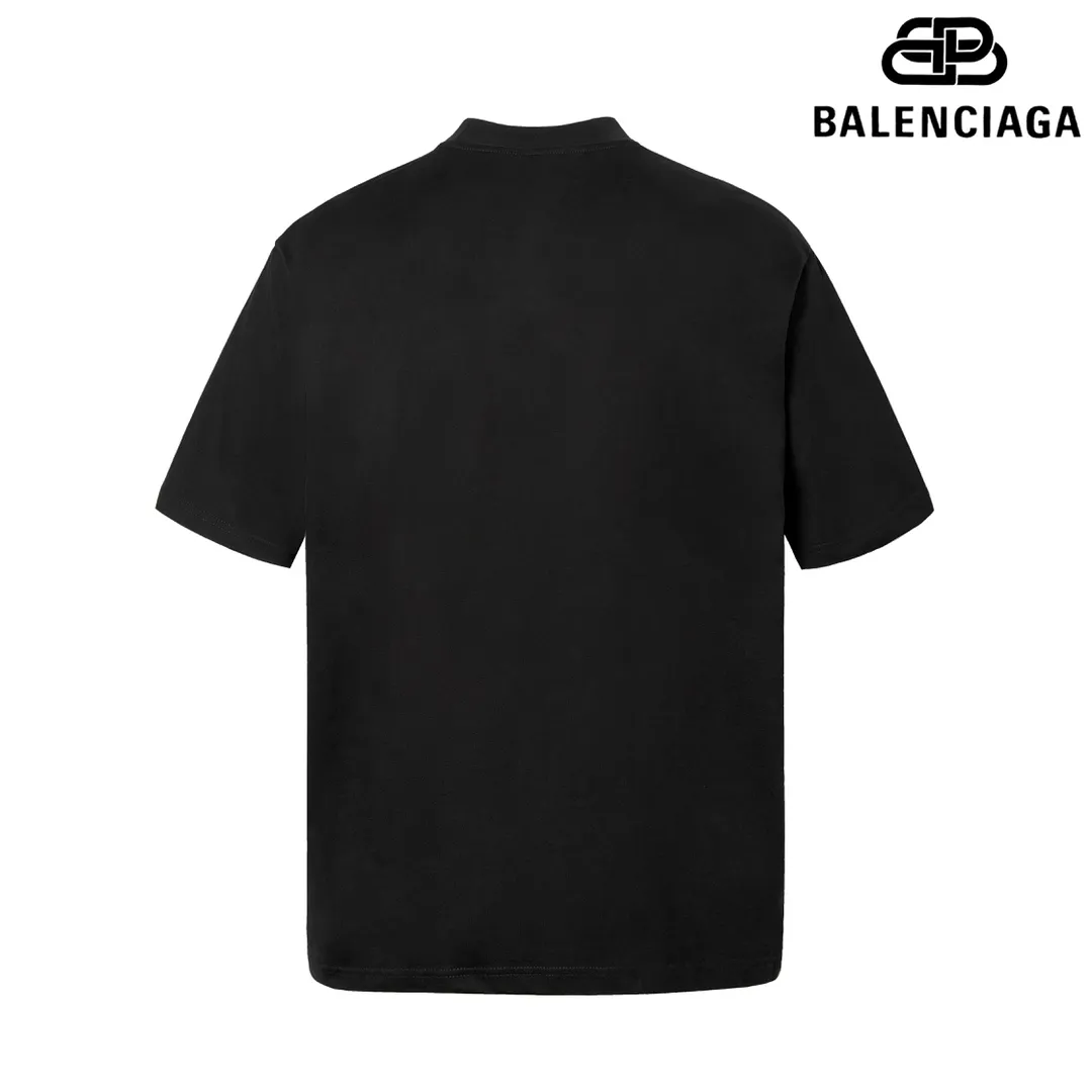 🅿️160 9109# Detailed picture Top version [[BALENCIA*GA] official website quality Paris new fuzzy cola spray printed short-sleeved T-shirt OS version loose dropped shoulders Unisex fabric: 260g 100% cotton double yarn Technology: front digital direct printing Garment washing Shaping solid color Color: black off-white Size: XS S M L