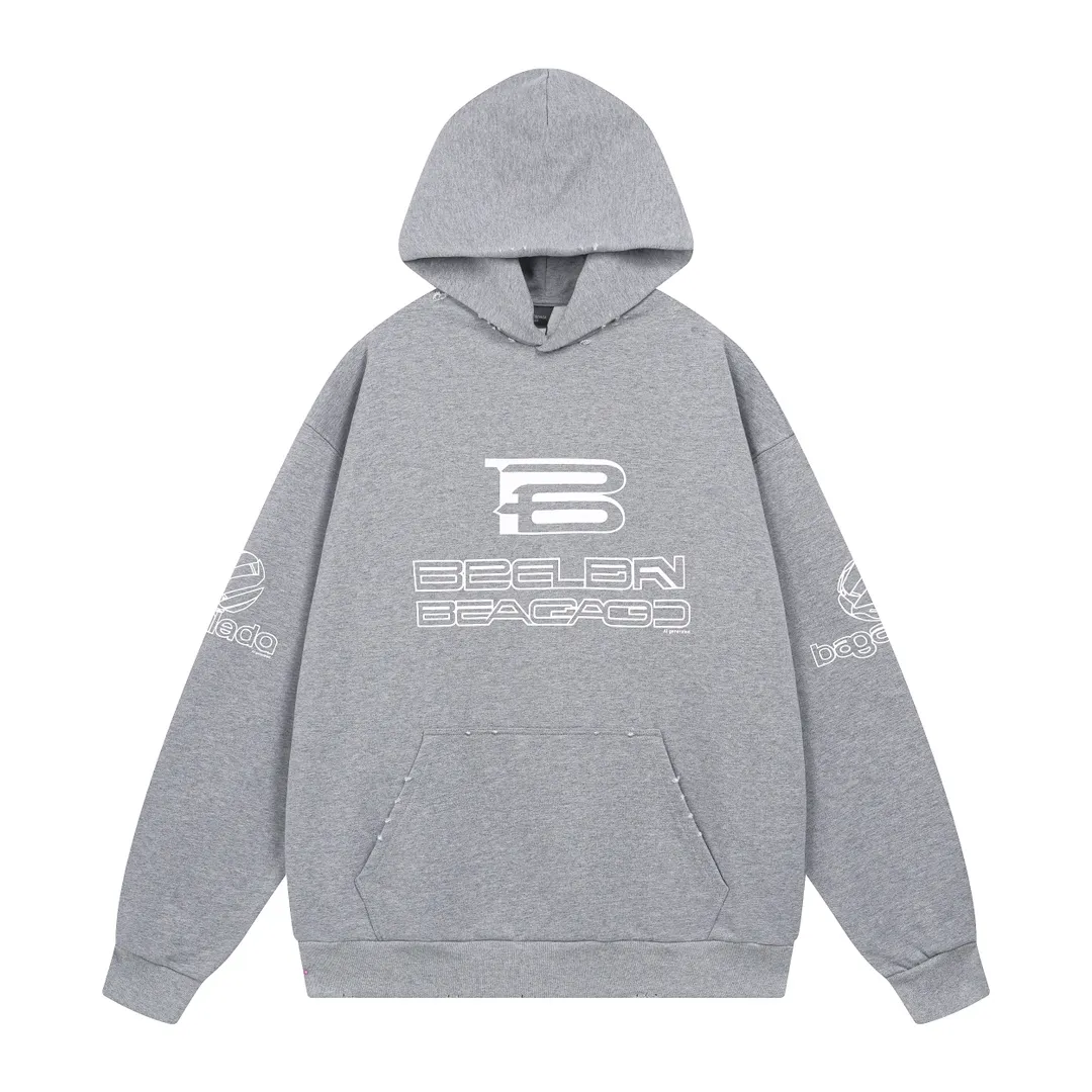 🅿️320 real photos [Top version. Official website quality] BALENCI*GA/Paris AI GENERATED HOODIE series new hooded sweatshirt #2024 new style. The front, back, left and right sleeves are printed with the new LOGO, and the ready-made garments are washed and worn. According to the normal practice in Jubie market, black and gray cuff printing are different. #2024 Spring and Summer Brick Cabinet Synchronization Welcome to compare. The fabric is made of Paris ZP custom-woven and dyed cotton double yarn, with a weight of 460 grams. The cloth surface is clean. The cloth pattern is clear, soft and comfortable. The threads are dyed with no color difference. The classic letter LOGO is printed with imported environmentally friendly glue. The letters are clear and the effect is three-dimensional. Restore the brick cabinet, adopt the OS loose shoulder style. Same style for men and women. Code: BL238917 Color: black, floral gray Size: XS S M L