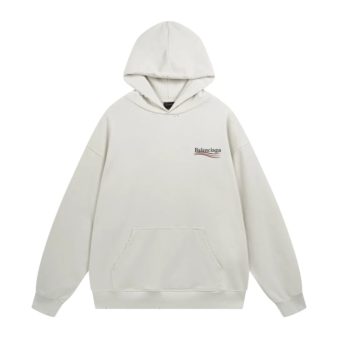 🅿️300 Detailed picture [Top version. Official website quality] BALENCI*GA/Paris# classic model, 2023 autumn and winter new style. Coke cracked printed worn distressed long-sleeved hooded sweatshirt. The fabric is made of Paris ZP custom-woven and dyed cotton double yarn David sweatshirt. The weight is 450 grams, the cloth surface is clean. The cloth pattern is clear, soft and comfortable. The threads are dyed with no color difference. The classic pattern printing uses environmentally friendly imported glue, split printing, precision stencil, clear letters, no burrs, and strong three-dimensional effect. The garments are worn and worn. All colors are synchronized with the brick cabinets, custom woven and dyed, and will not fade. Different market currencies. The version adopts OS loose shoulder design. Same style for men and women. Code: BL238029 Color: black, smoke gray, plain blue, off-white Size: XS S M L