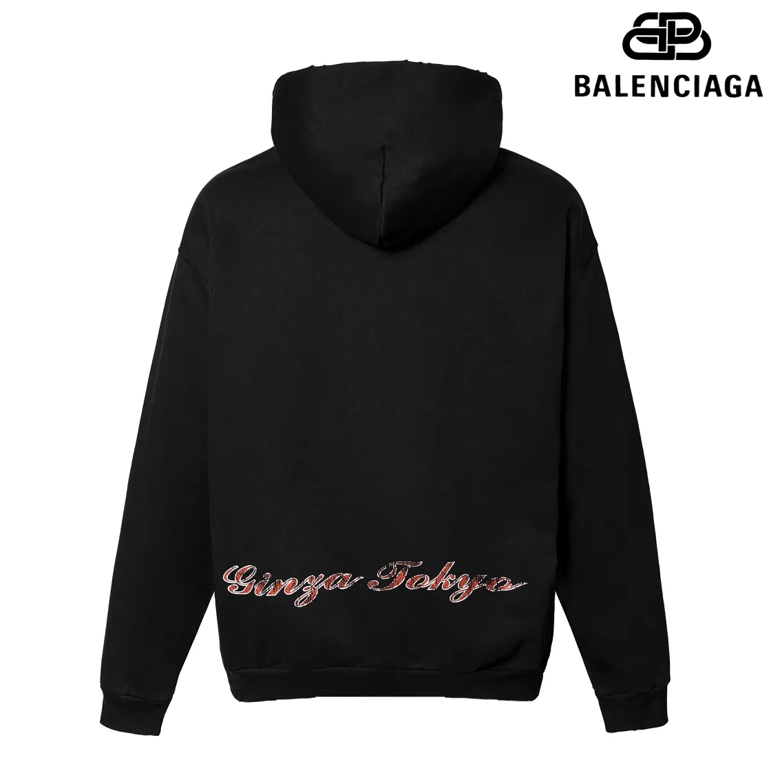 🅿️310 7156# Detailed picture Top version [[BALENCIA*GA] official website quality Paris new Japanese Tokyo Tower series hooded sweatshirt OS version Loose dropped shoulders Unisex style Fabric: 480g 100% cotton terry Davidson Technique: Front and back digital printing Garment wash Frayed Distressed Styling Solid color Color: black blue off-white Size: XS S M L