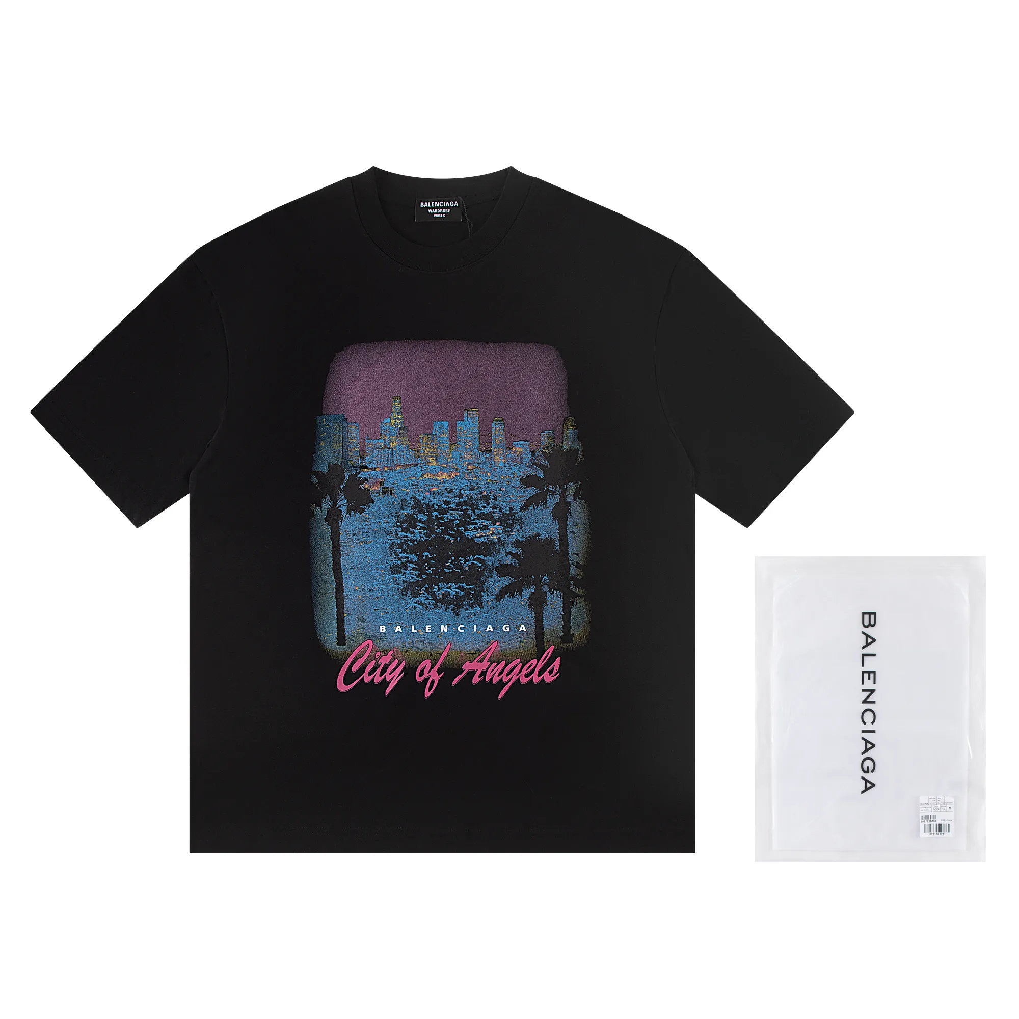 🅿️160 Balenciaga2026 Paris Night Scene🌃New T-shirt Material: Made of high version 300g double yarn combed cotton Size: S M L XL Color: Black Beige Style No.: W2820
