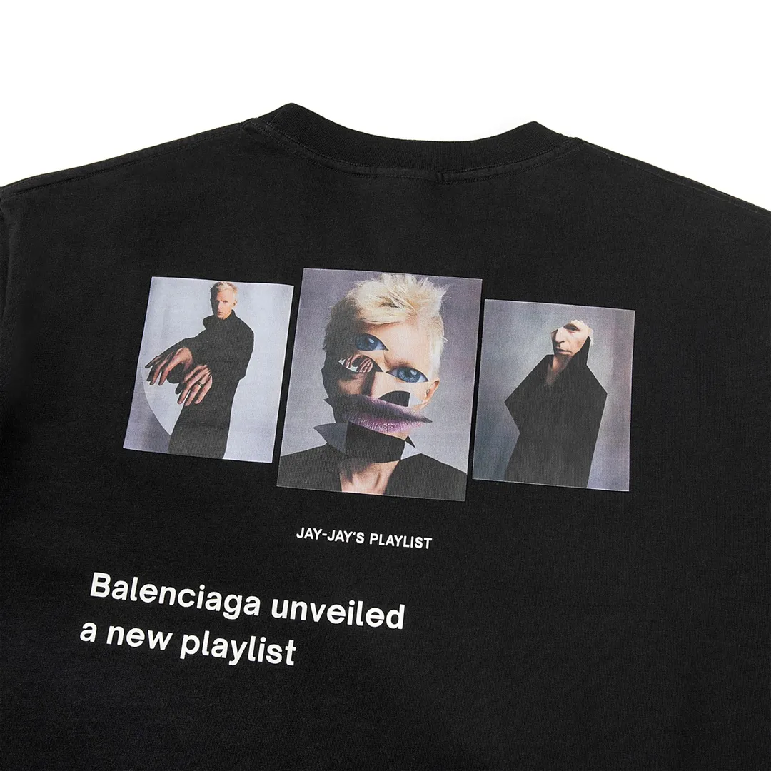 🅿️160 9129# Detailed picture Top version [[BALENCIA*GA] official website quality Paris new musical note logo heat-printed short-sleeved T-shirt OS version Loose dropped shoulders Unisex fabric: 260 grams 100% cotton double yarn Technology: front and rear heat transfer printing Garment wash Shape solid color Color: black white Size: XS S M L