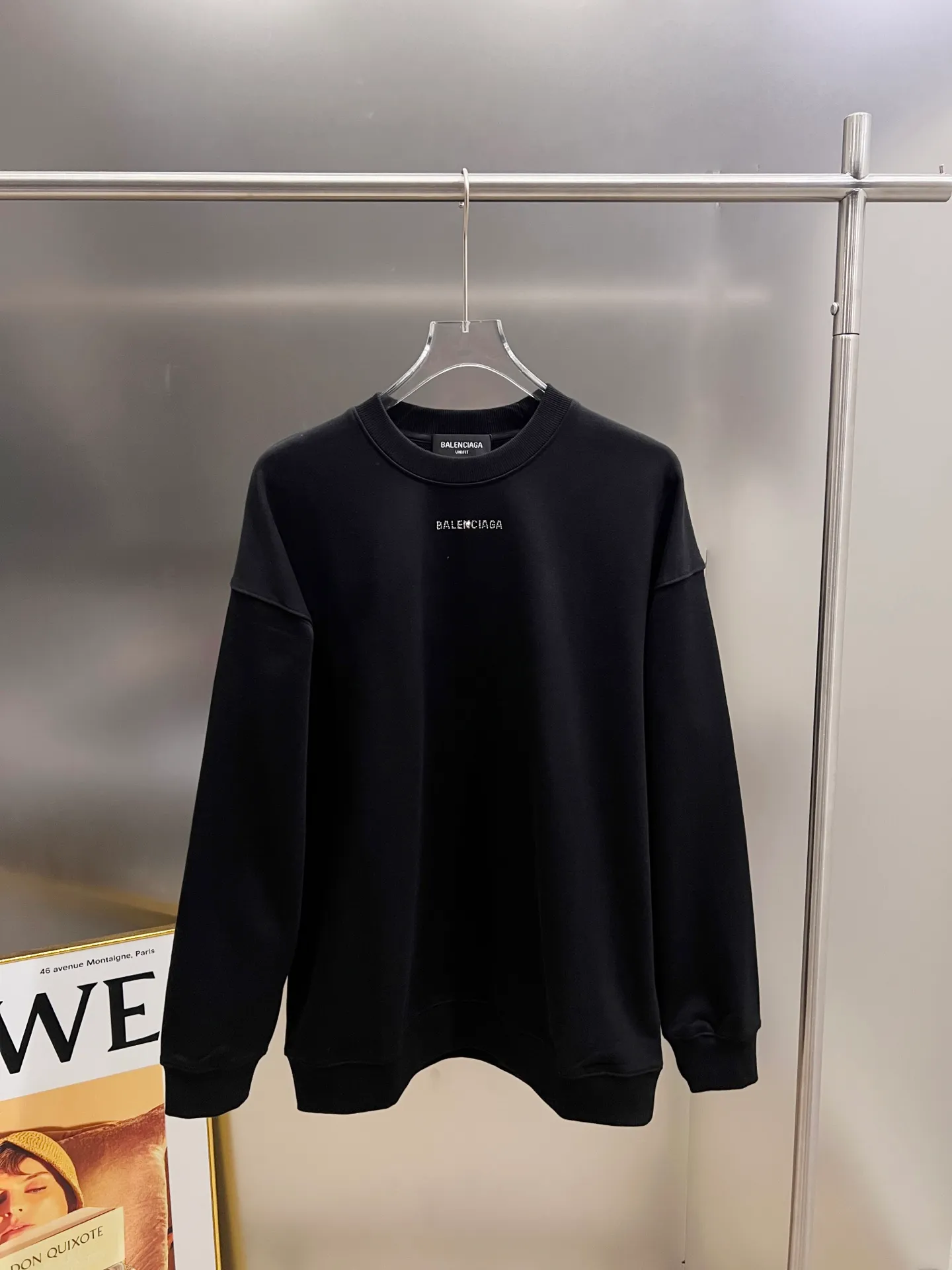 🅿️260 BAL Balenciaga 2025 Autumn and Winter New Style Round Neck Long Sleeve Sweater Classic Logo Hot Diamond Process Uniform Loose Version for Men and Women S M L XL XXL Five Codes Color: Black White