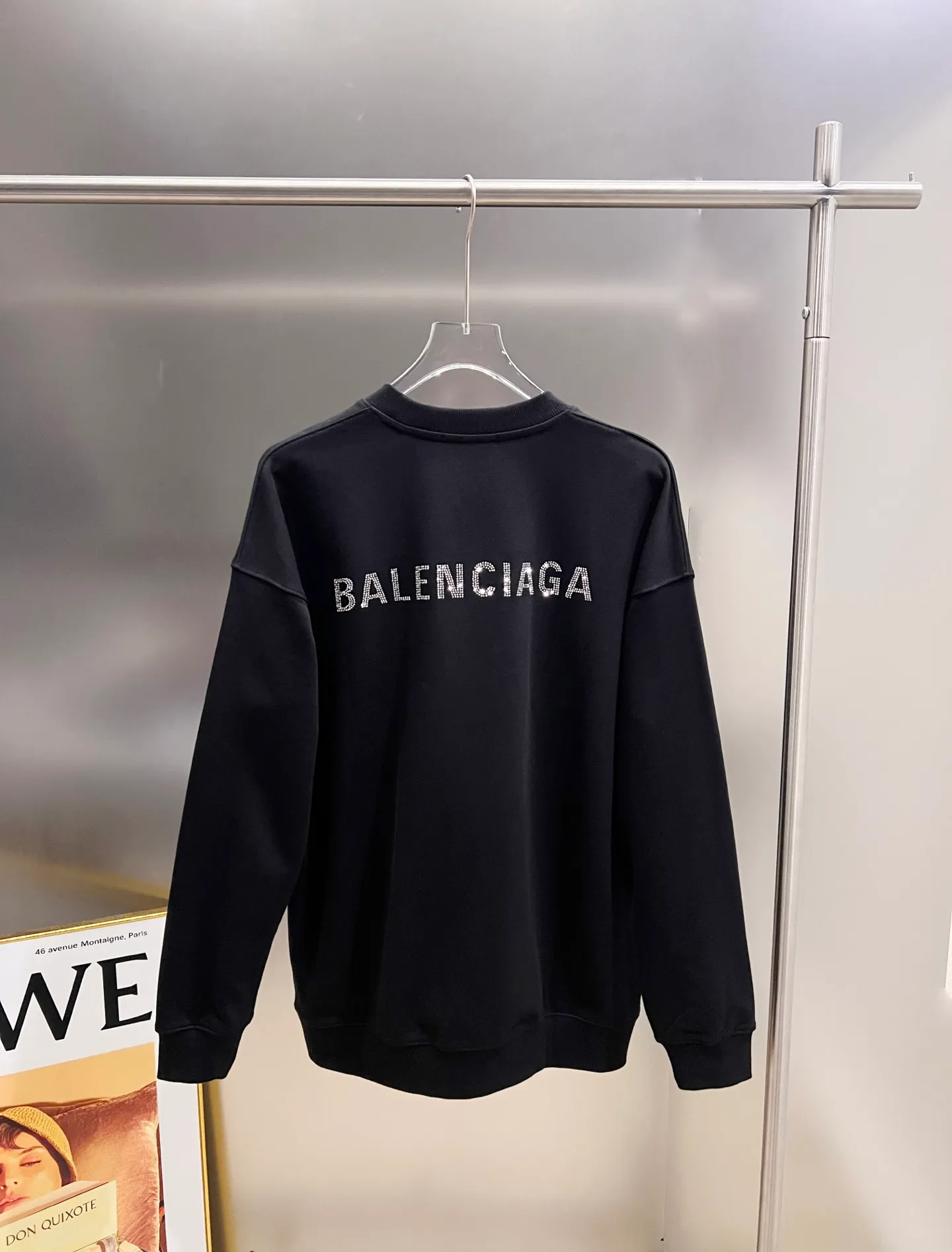 🅿️260 BAL Balenciaga 2025 Autumn and Winter New Style Round Neck Long Sleeve Sweater Classic Logo Hot Diamond Process Uniform Loose Version for Men and Women S M L XL XXL Five Codes Color: Black White