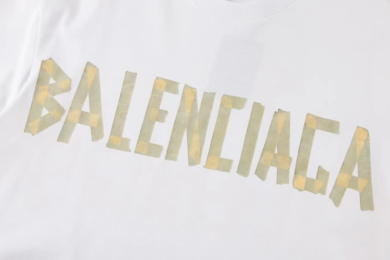 🅿️150 Style: 2025 new Balenciaga short-sleeved T-shirt Material: High version 300g double yarn combed cotton Size: S～XL Color: black and white Style number: H003