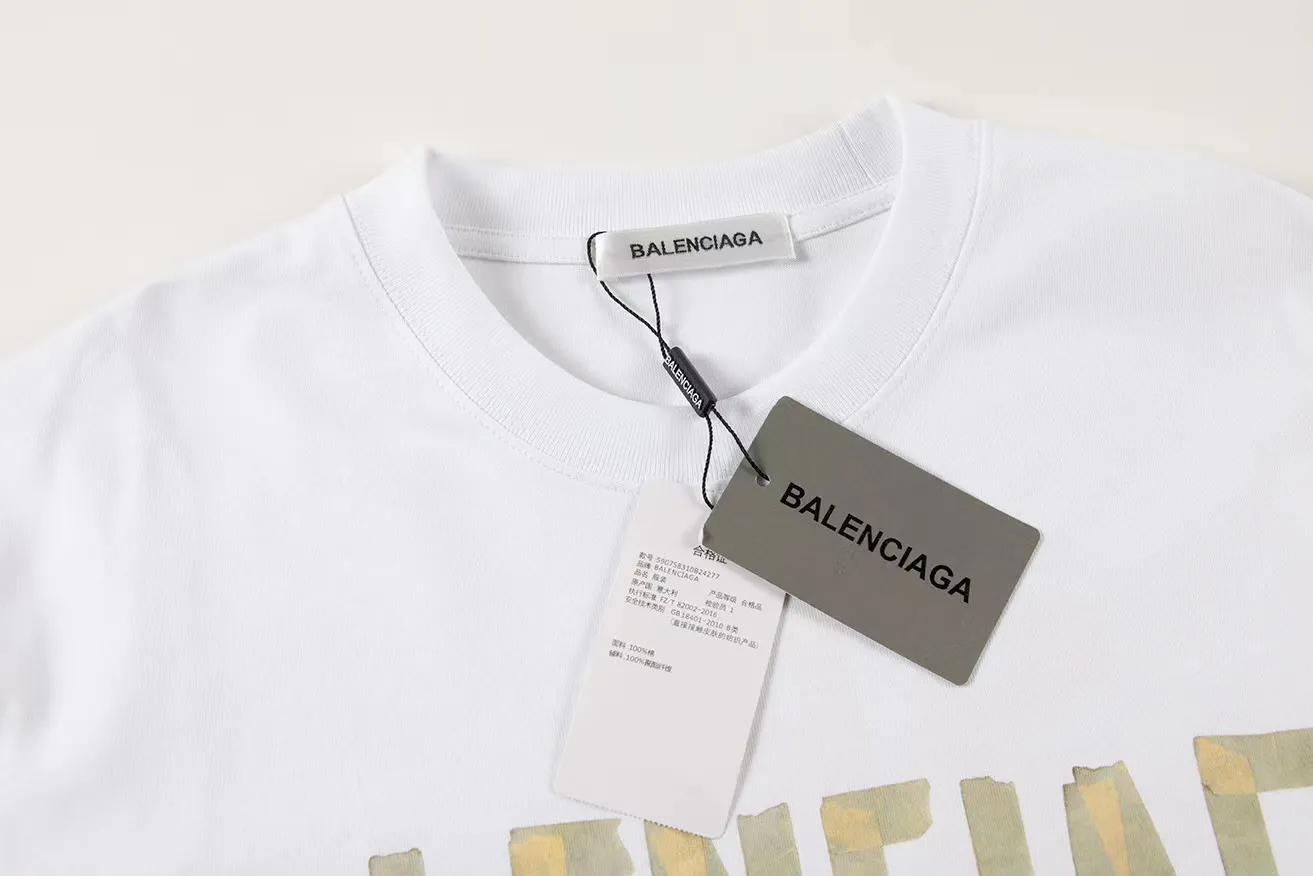 🅿️150 Style: 2025 new Balenciaga short-sleeved T-shirt Material: High version 300g double yarn combed cotton Size: S～XL Color: black and white Style number: H003