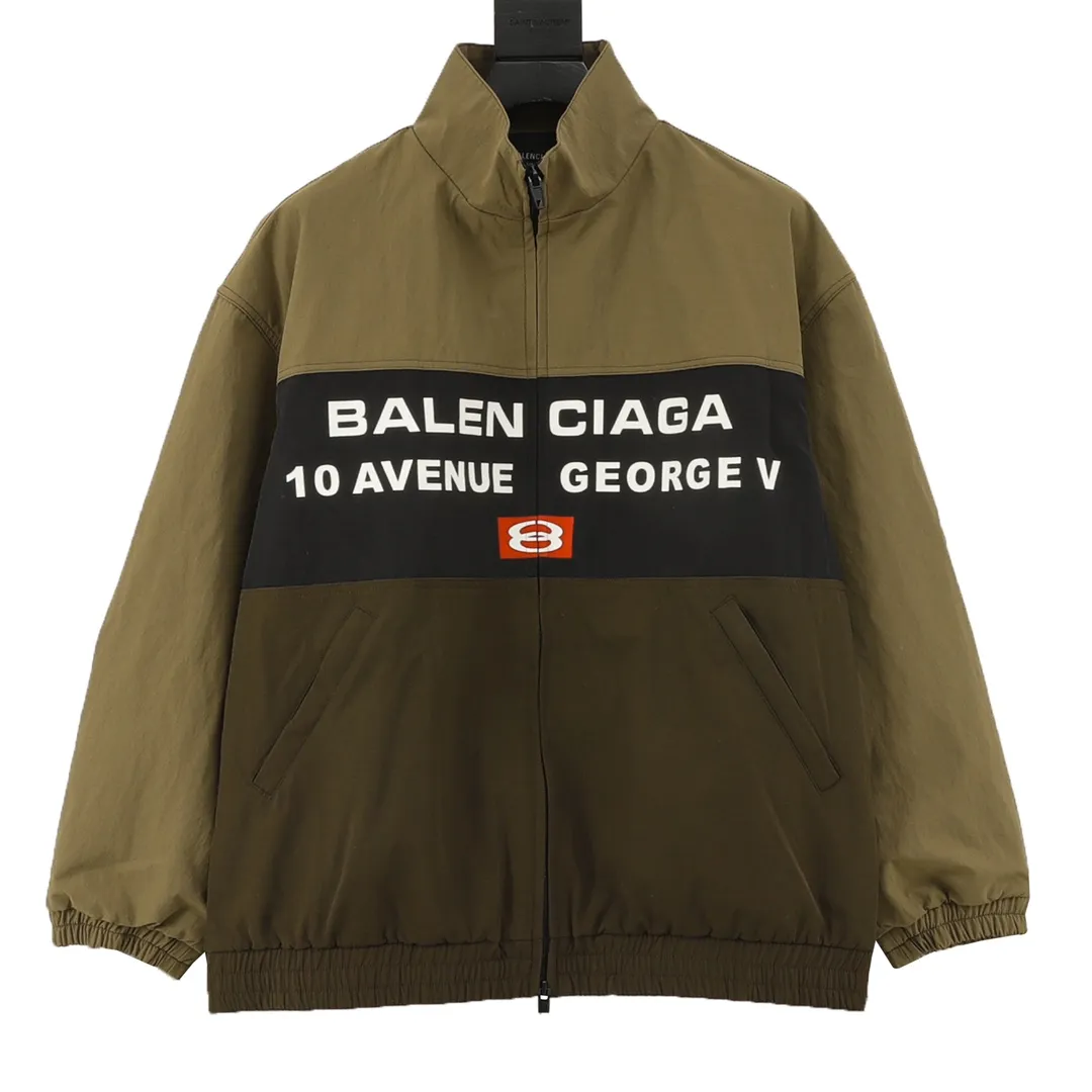 🅿️570 Balenciaga/Balenciaga three-color double-ring printed stand-up collar jacket. It is made of customized matt Taslan professional fabrics, plus three-proof coating process, Teflon anti-fouling treatment, anti-oil stains and easy to clean, polyester high-density bird's eye mesh lining, three-dimensional circulation breathable structure, quick moisture export, anti-static treatment, more comfortable to wear in autumn and winter, imported environmentally friendly glue screen printing, custom hardware zipper double puller LOGO, custom accessories three labels Size: XS-L